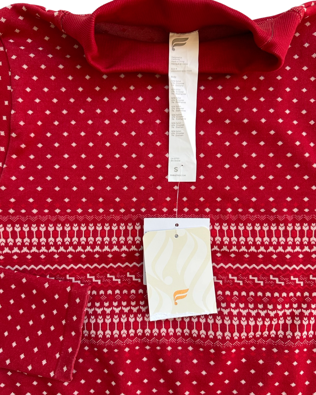 Women’s Size Small Fabletics Cardinal Red Holly Seamless Long Sleeve Shirt Top