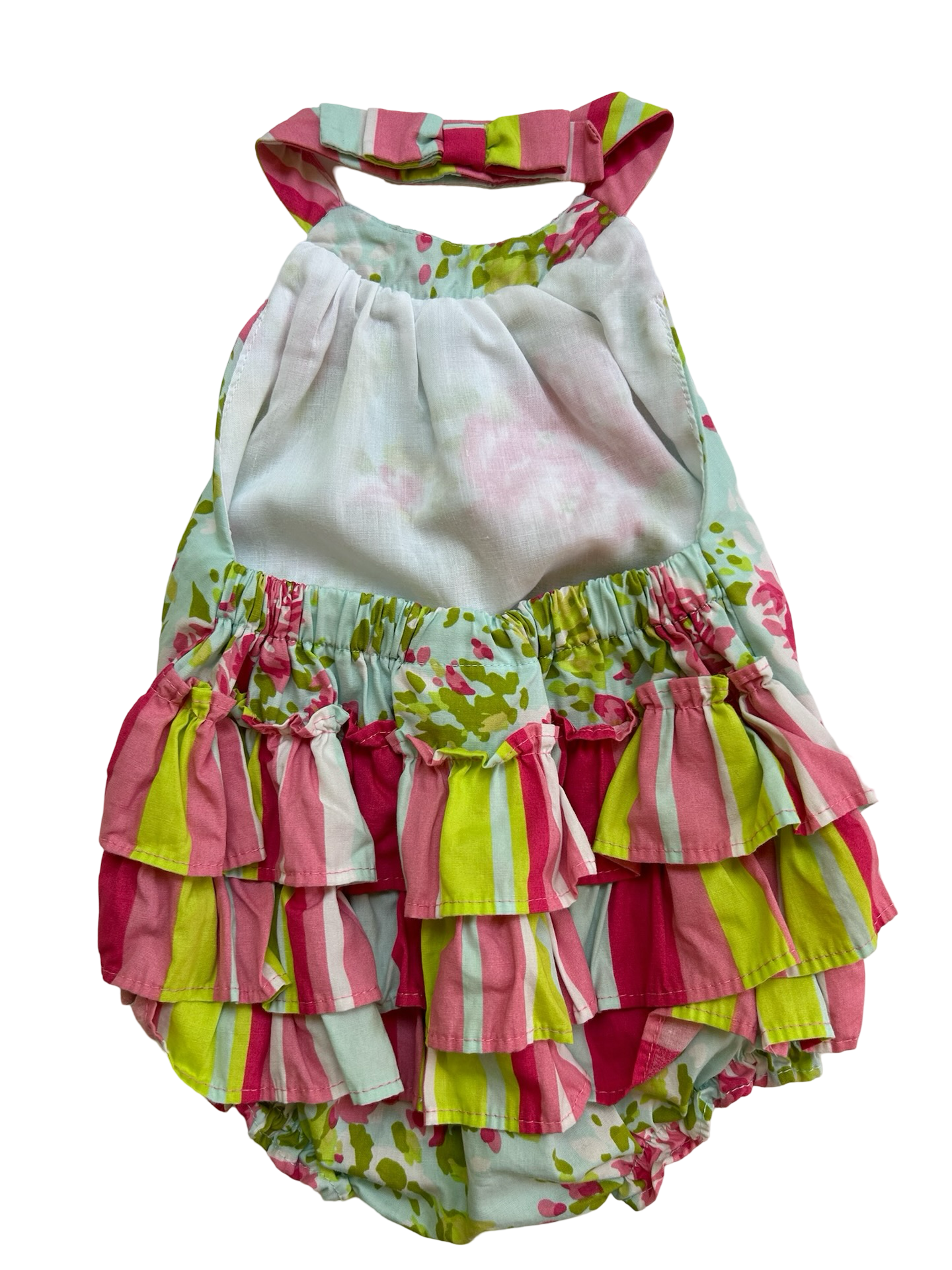 3M - 6M  Baby Girl Bonnie Baby Floral RuffleButts Bubble Romper Set 2 Pieces.