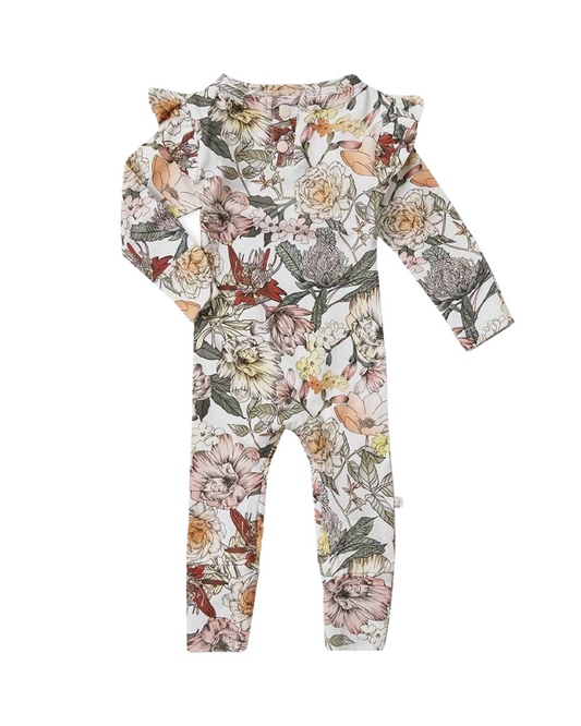 0-3M Baby Girl Snuggle Hunny Organic Cotton Floral Romper / Sleeper