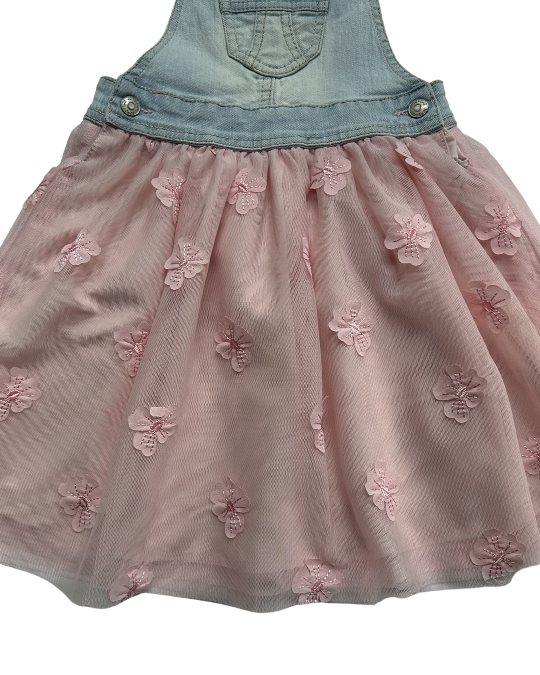 4T Toddler / 5T Toddler Girl Jordache Blue Jean Overall Pink Floral Tutu Dress