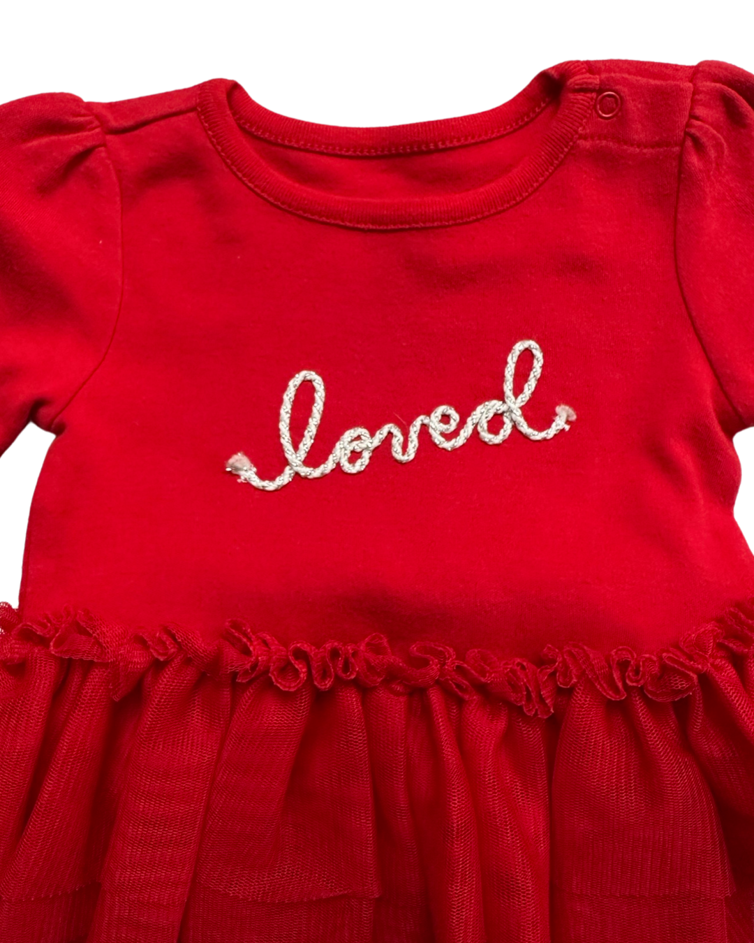 0-3M Baby Girl Red Loved Cat & Jack Onesie Tutu Romper