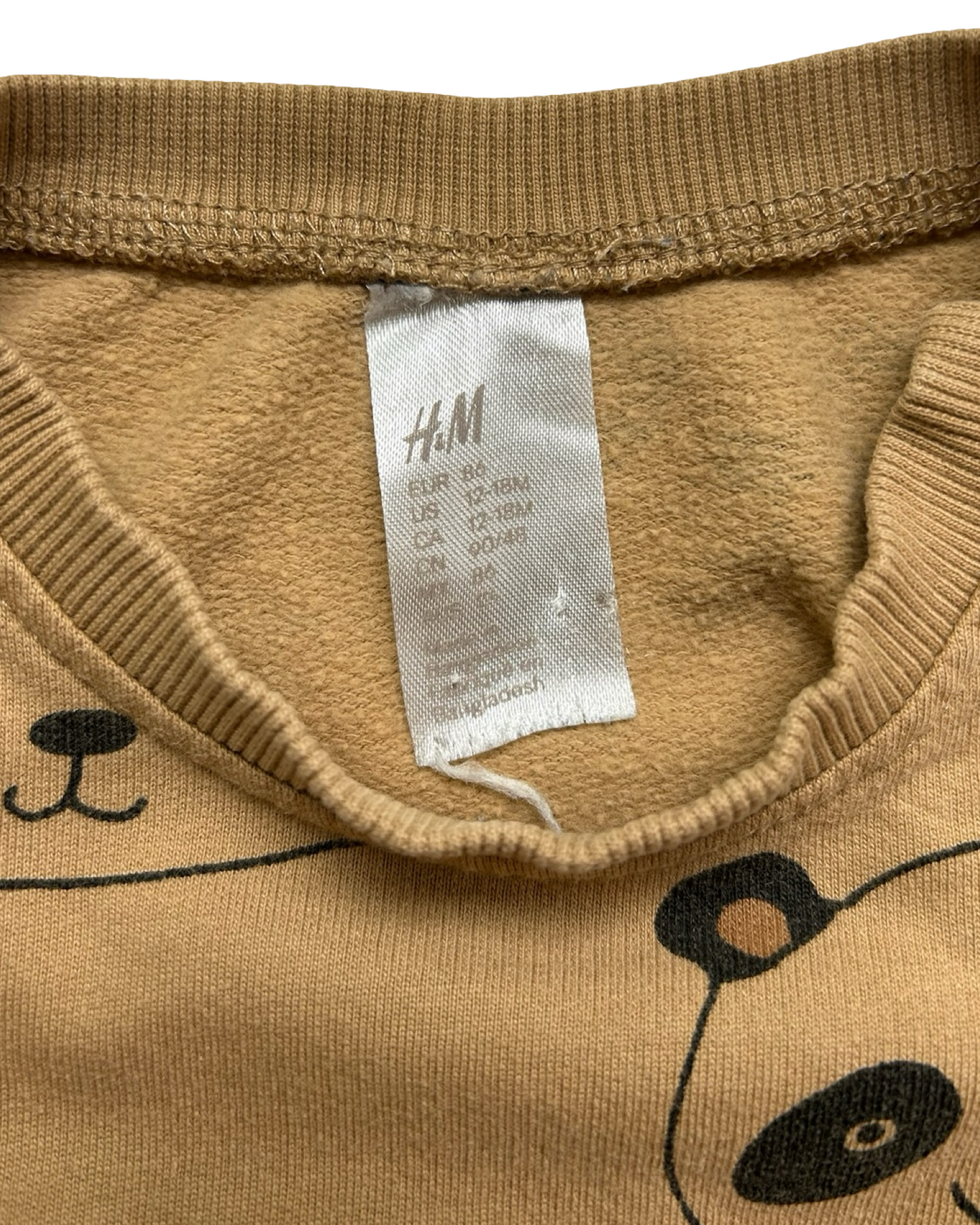 12M - 18M Baby Girls H&M Panda Camel Color Novelty Print Sweater