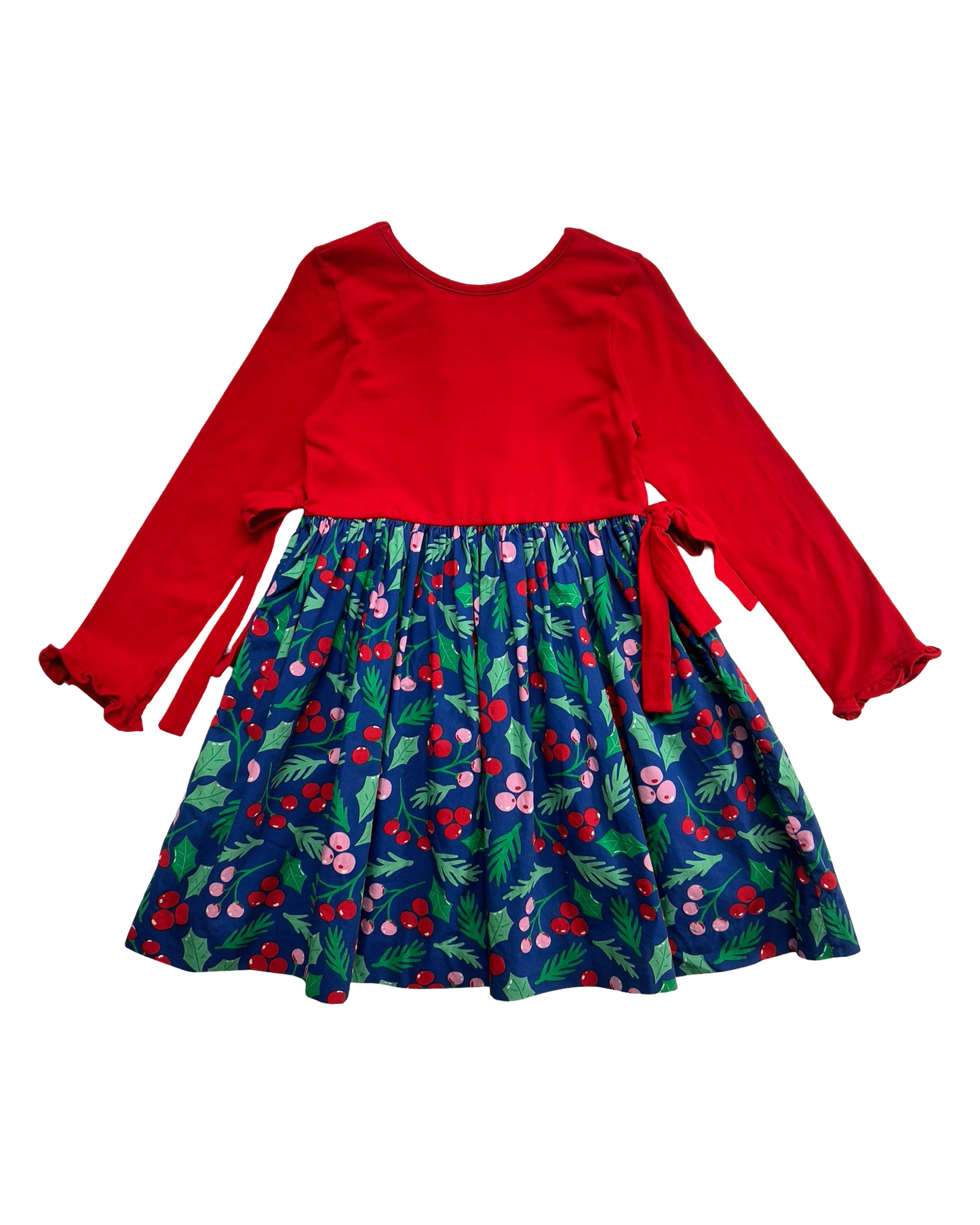 6Y-7Y Youth Girls Eleanor Rose Holly Berry Christmas Holiday Dress