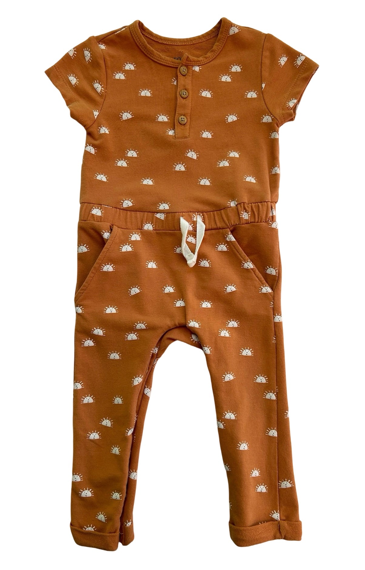 12M Focus Kids Sunshine Romper Baby Girls, Orange  Short Sleeve and Pocket