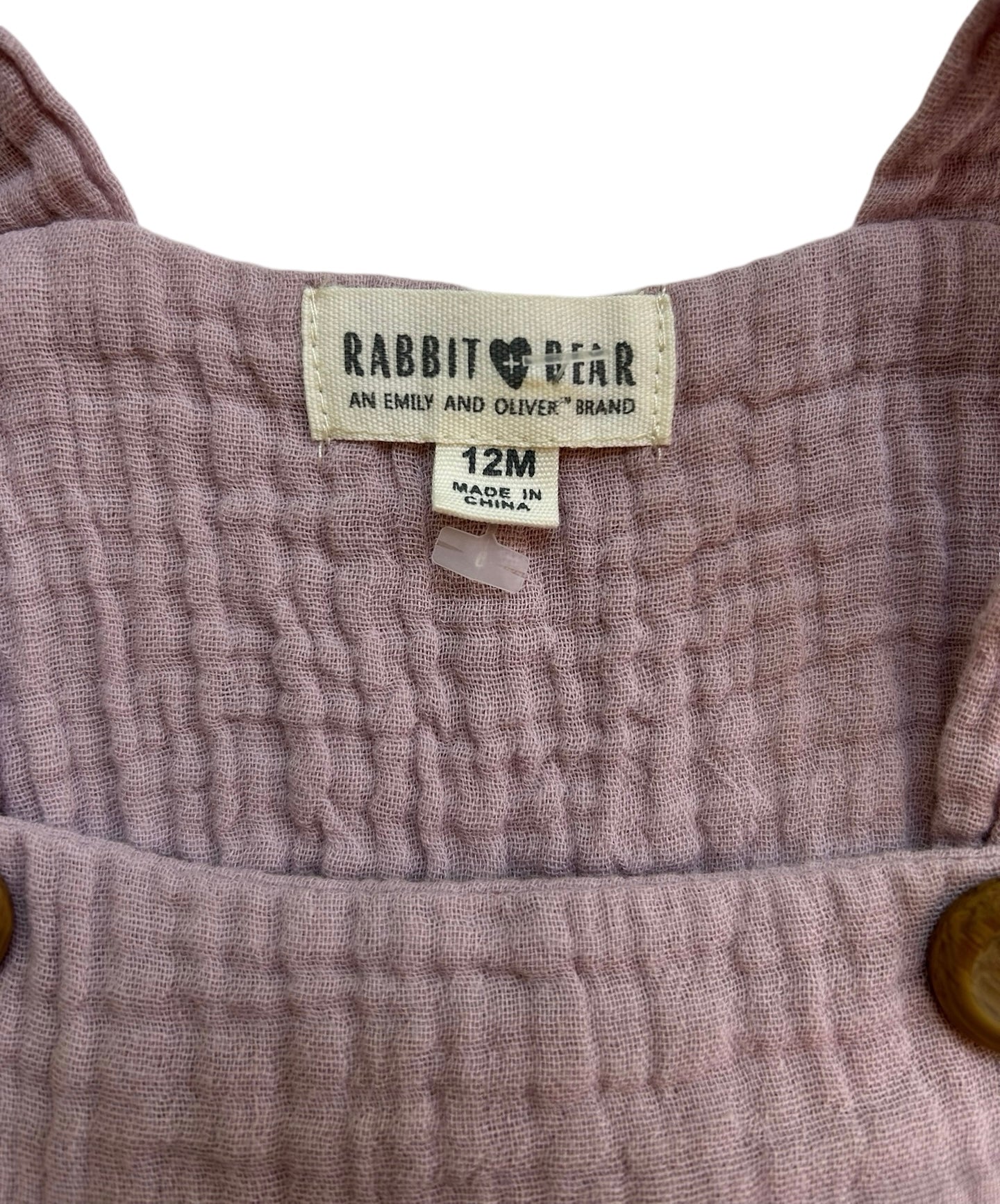 12M Baby Girl’s Rabbit Bear An Emily And Oliver Brand Antique Pink Dress.