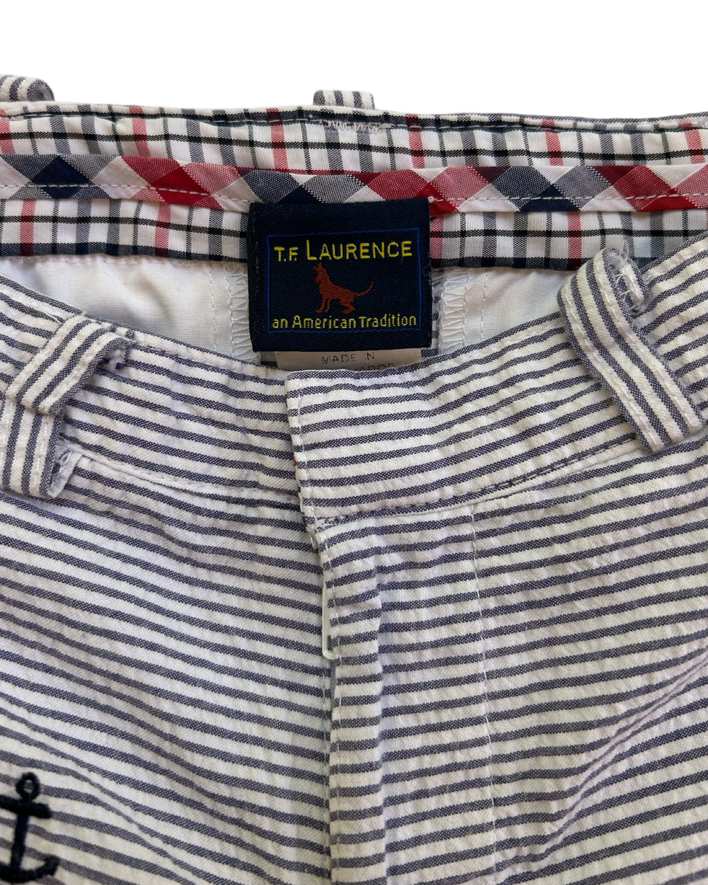 3T Toddler Boy Boutique T.F. Laurence Blue Striped Seersucker Anchor Shorts