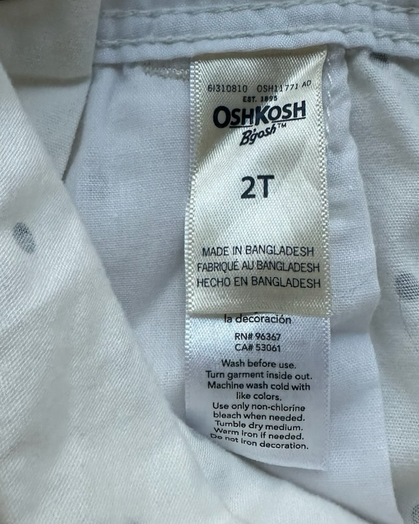 2T Toddler Girl OshKosh B’gosh White With Blue Polka Dots Short tall Overall