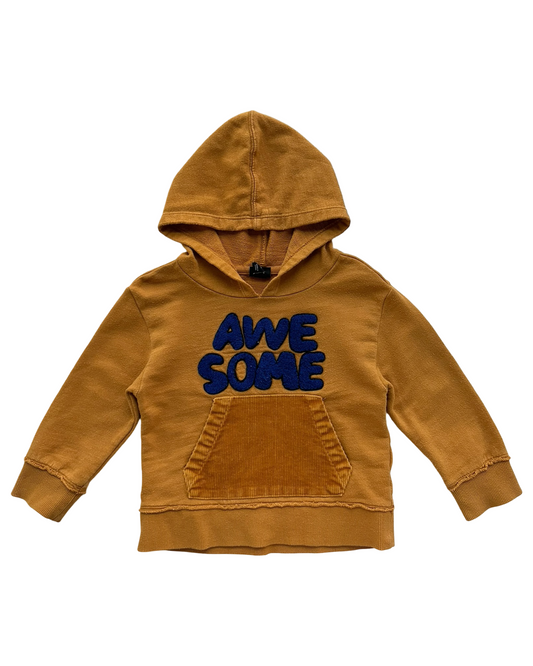 2T Toddler Boy Art Class “ AWESOME “ Hoodie Sweatshirt With Pockets Corduroy In front.