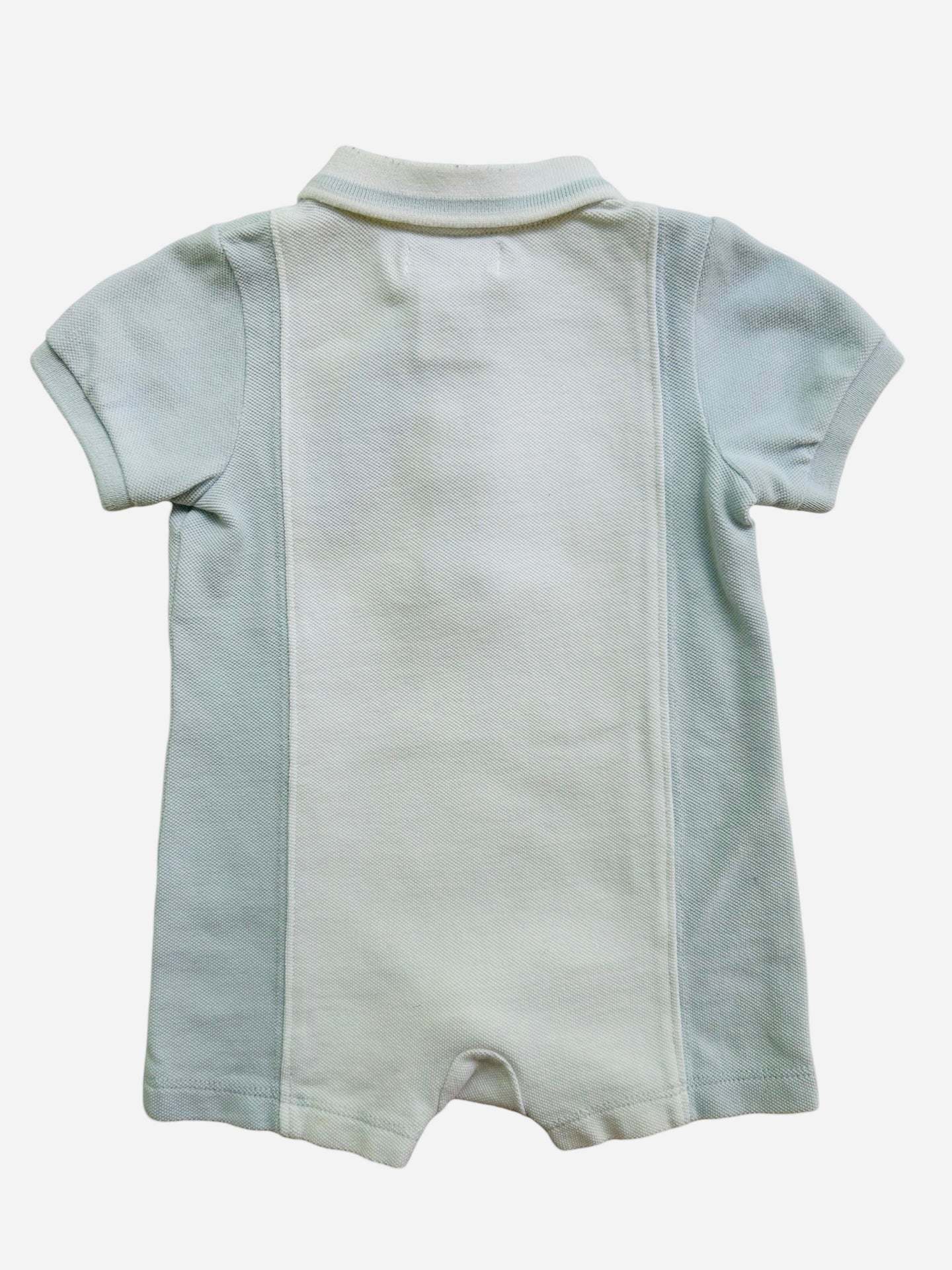 3M Ralph Lauren Polo Baby Boy Light Blue And White Romper