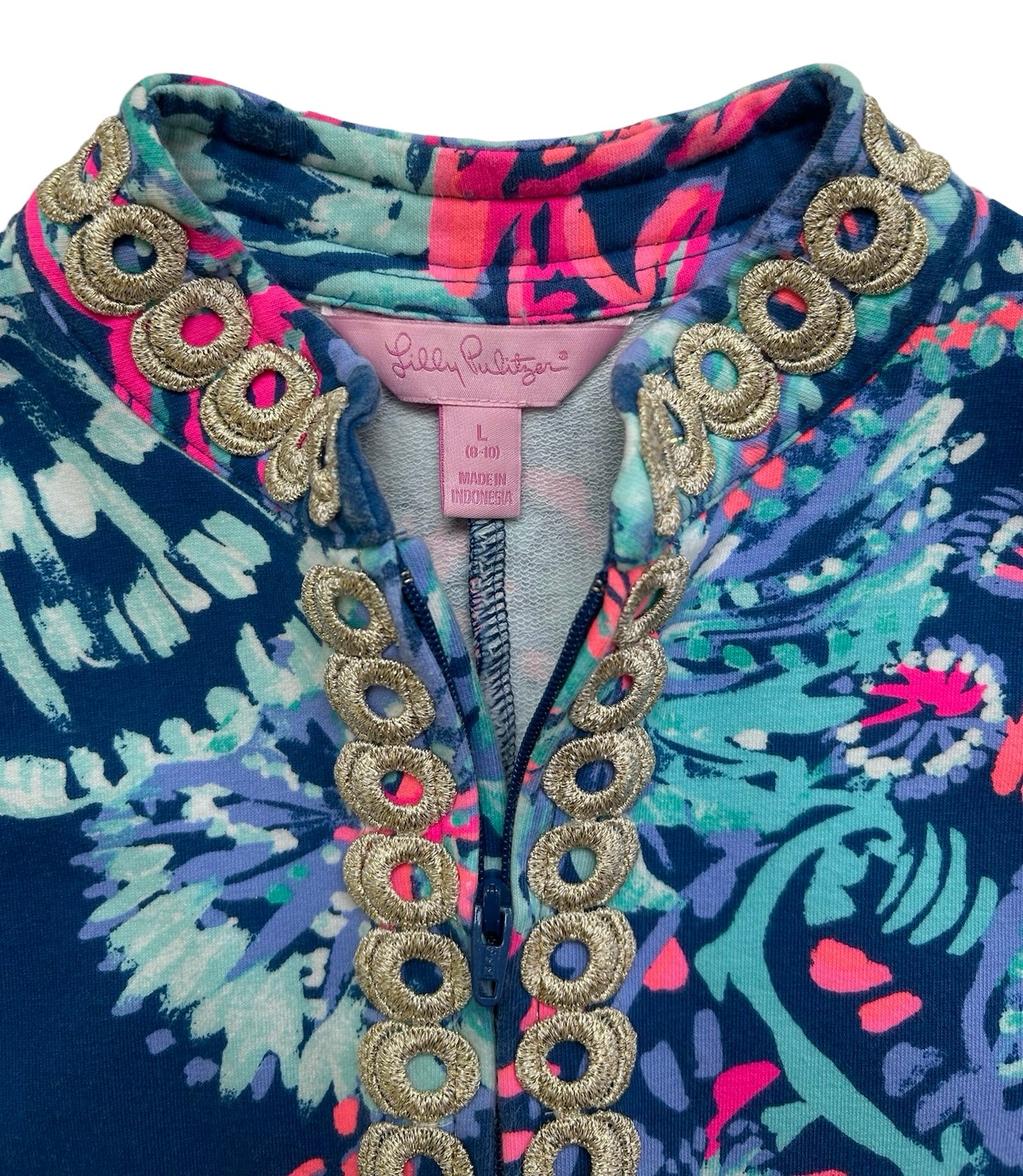 L (8-10 Years) Lilly Pulitzer Youth Girls Jane Shift Dress Deep Indigo With Zipper.