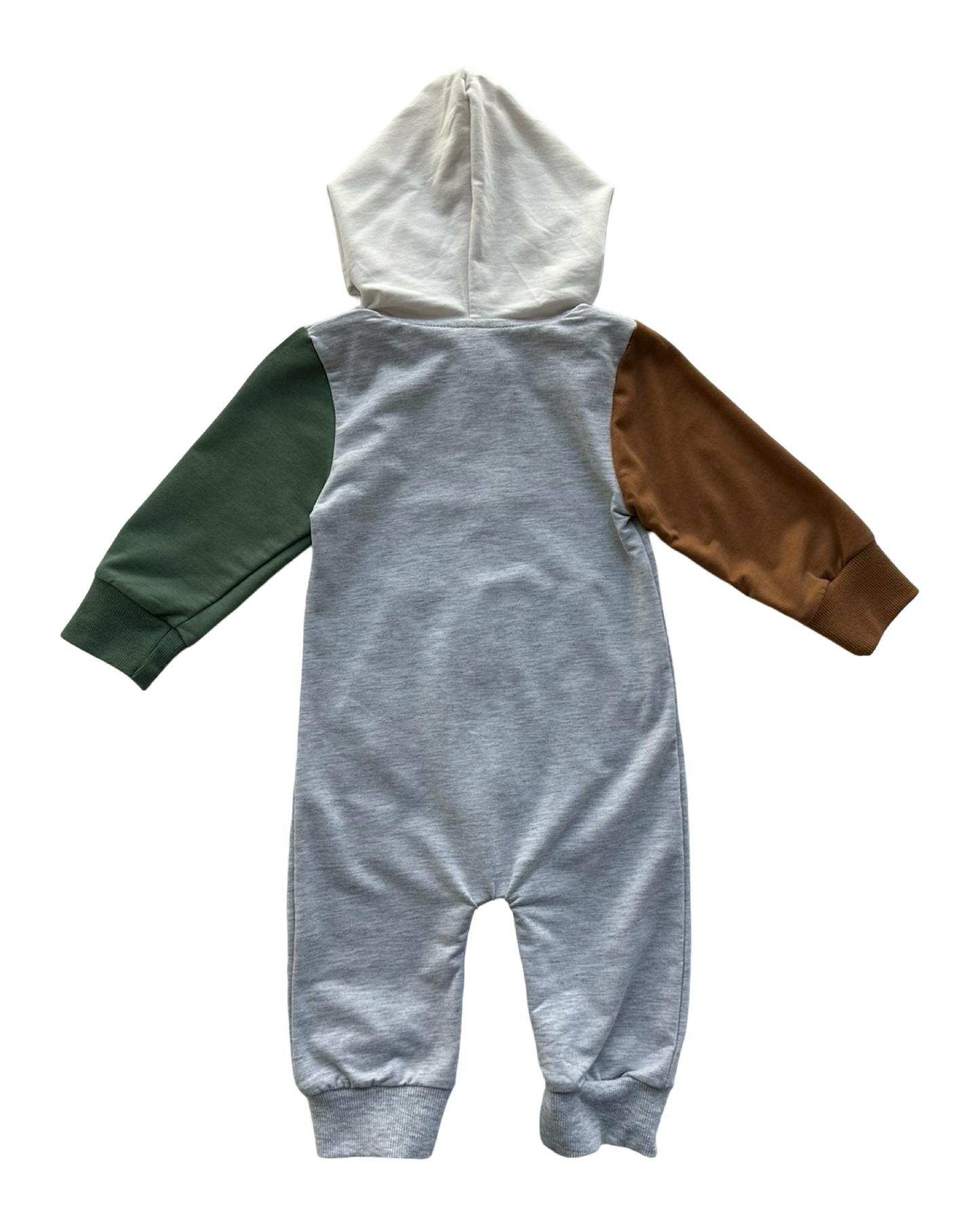 100/CM 18M - 24M Baby Boy Long Sleeve Hooded Jumpsuit Zipper Romper Front Pocket