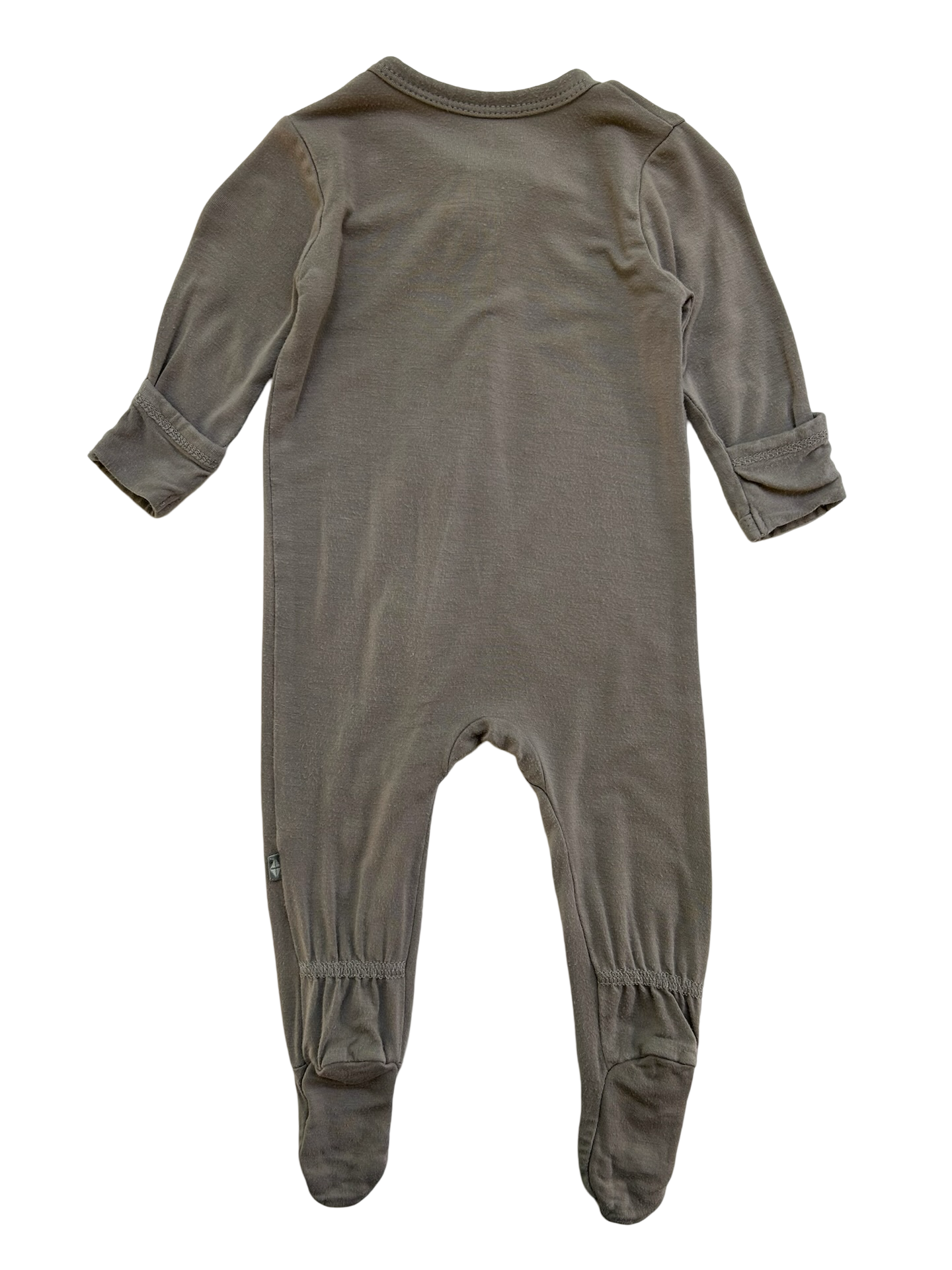 0-3M Baby Boy / Girl Kate Baby, Solid Gray Bamboo Long Sleeve Sleeper Pajamas