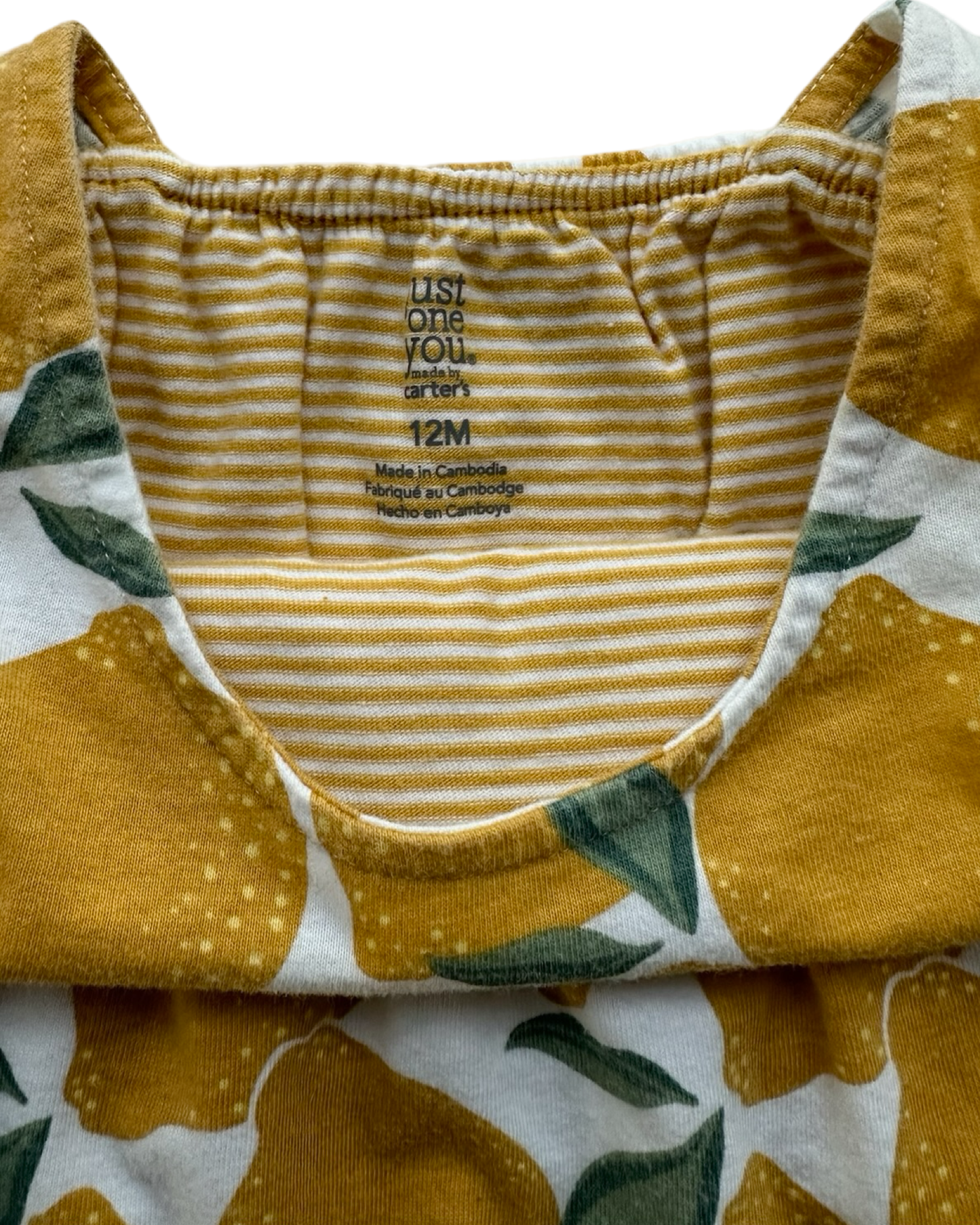12M Baby Girl Carters Just One You Lemon Print One Piece Bubble Romper
