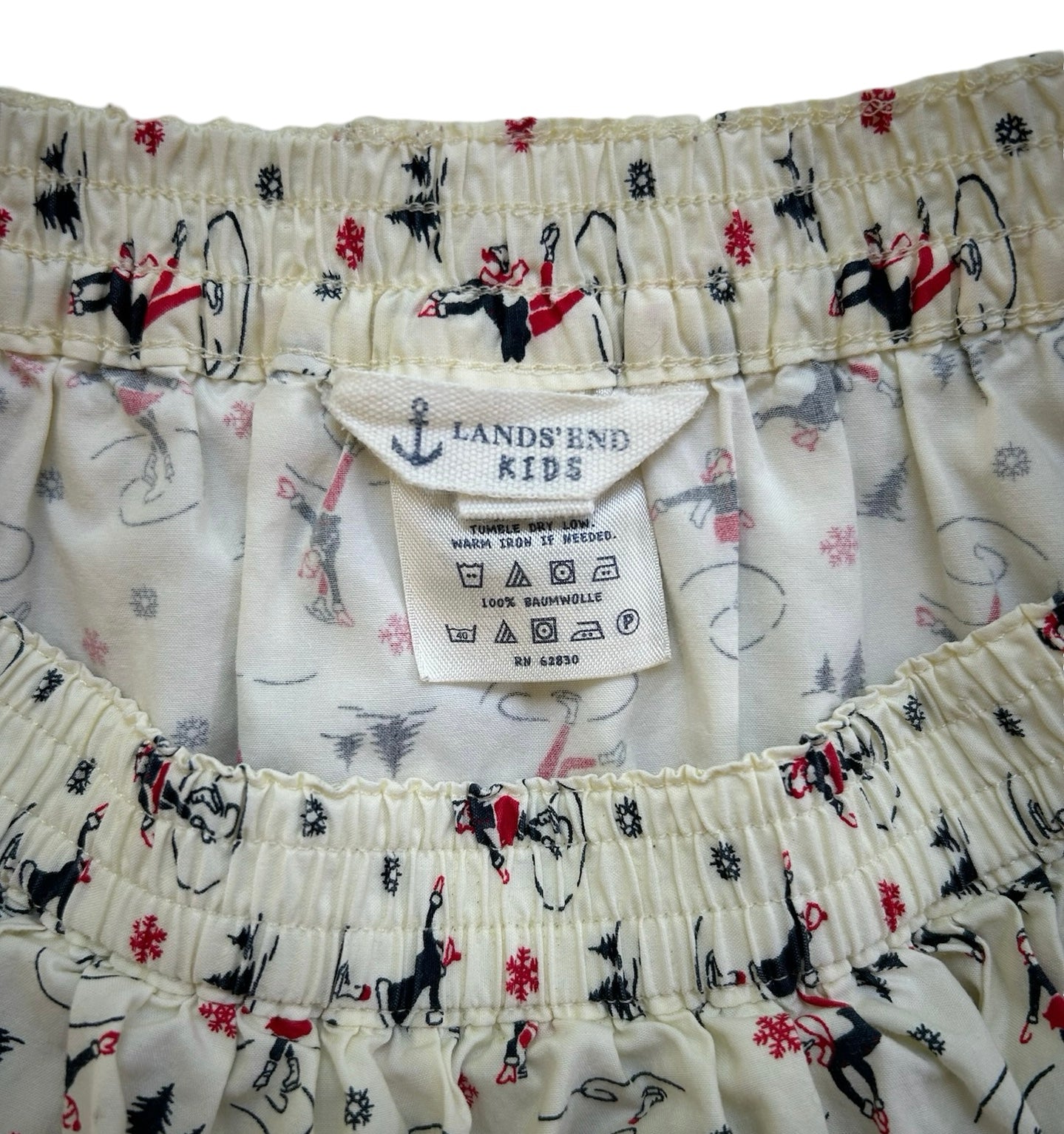 7Y Youth Girl Lands' End Tiered Ruffle Skirt Ice Skating Skater Cream.