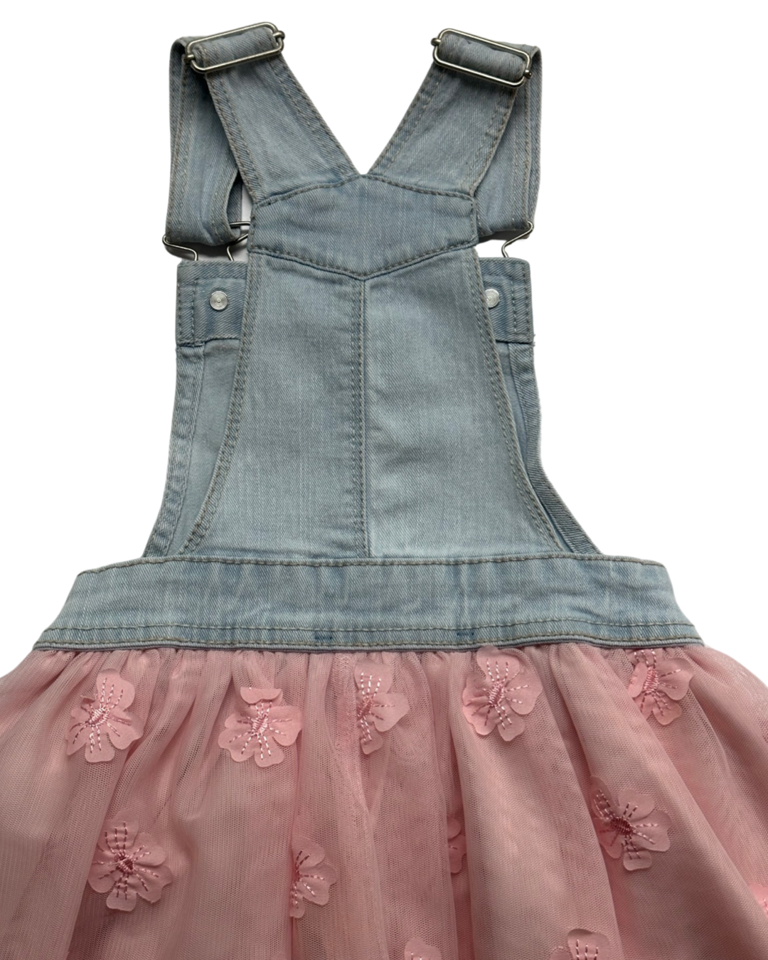 4T Toddler / 5T Toddler Girl Jordache Blue Jean Overall Pink Floral Tutu Dress