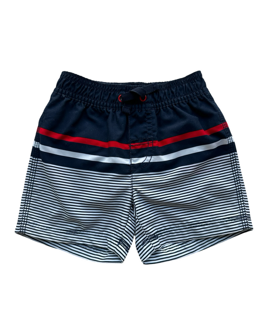 12M Baby Boy Carter’s 4th Of July Swimsuit Rash-guard StripedTrunks One Piece.