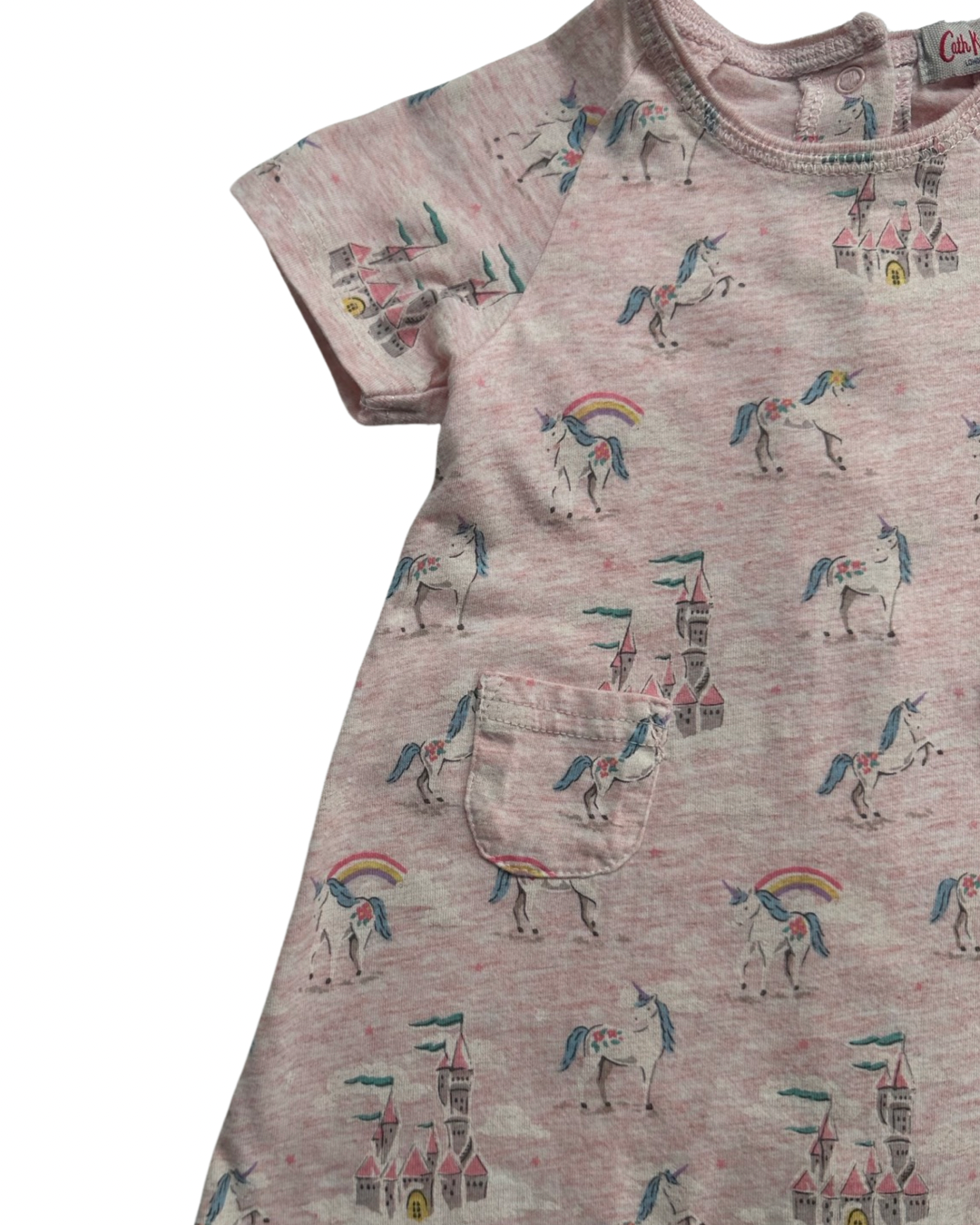 3-6M Baby Girl Cath Kids London Pink Unicorn Castle Dress