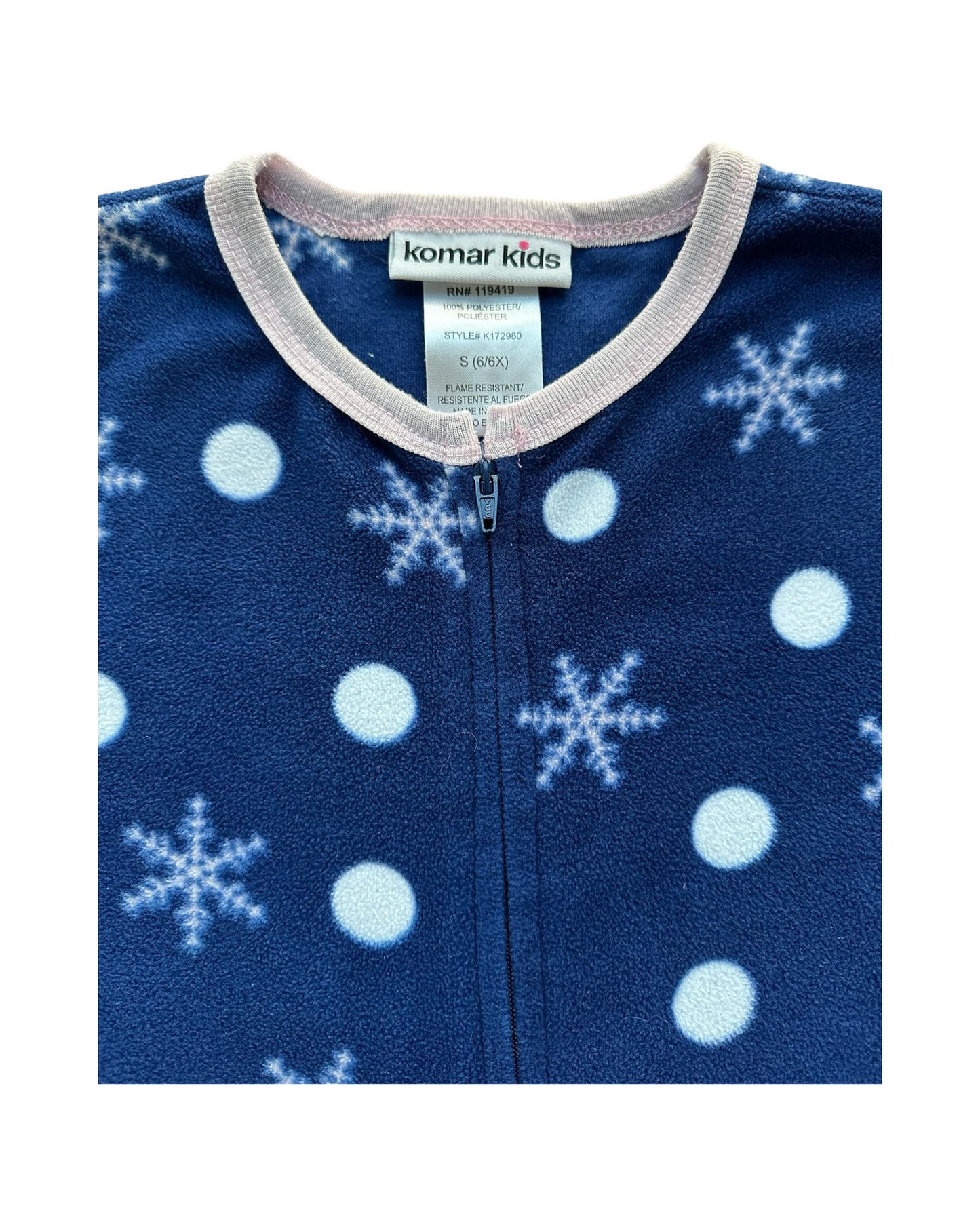 S (6/6X) Toddler Girls Komar Kids Fleece Long Sleeve, Zipper- Front Pajama