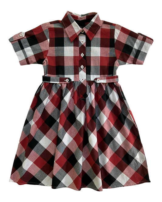 7T Toddler Girls Rufflebutts Short Sleeve Plaid Dress.