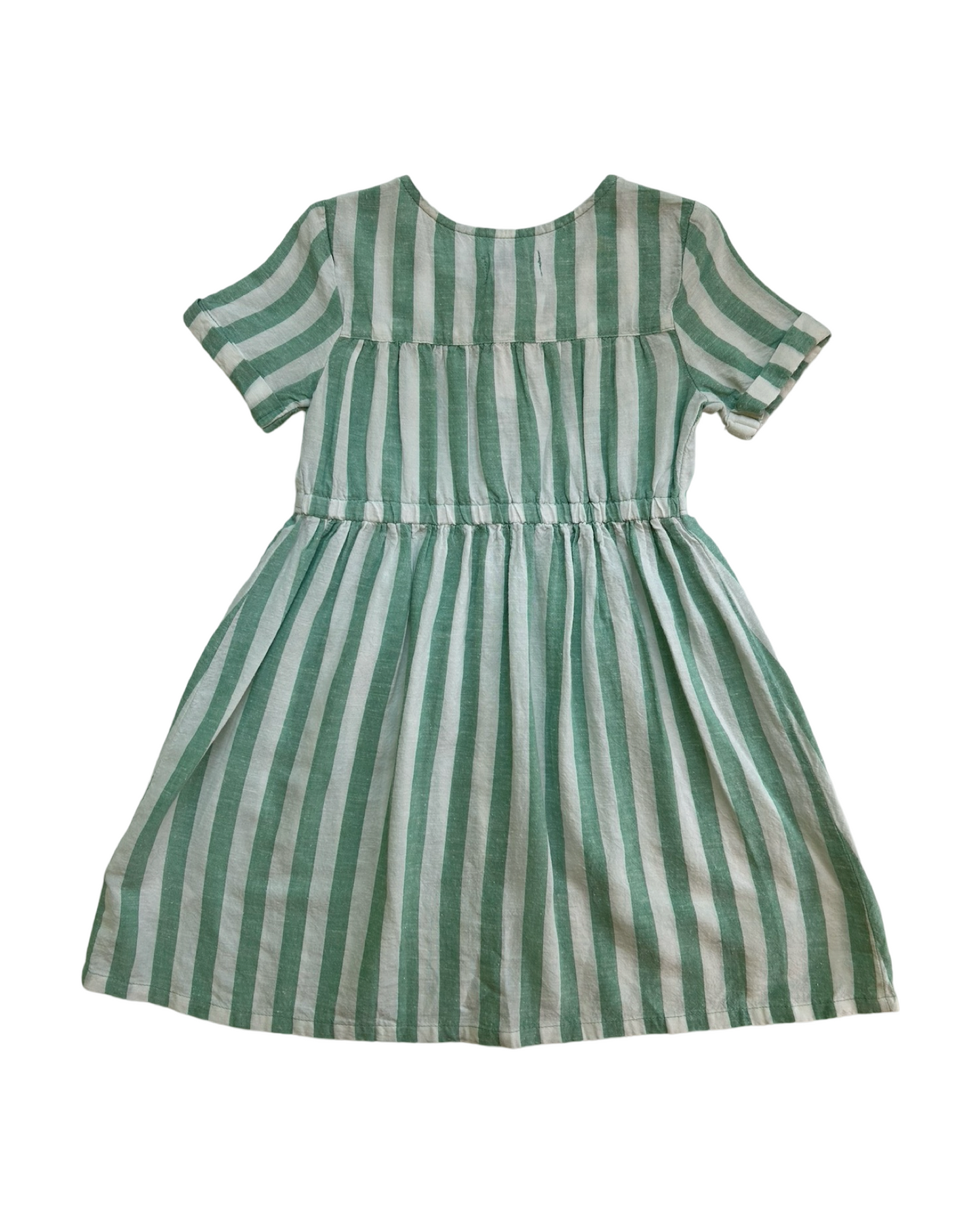 4T Toddler Girl Old Navy Button Front Aqua Striped Linen Dress W/ Pockets
