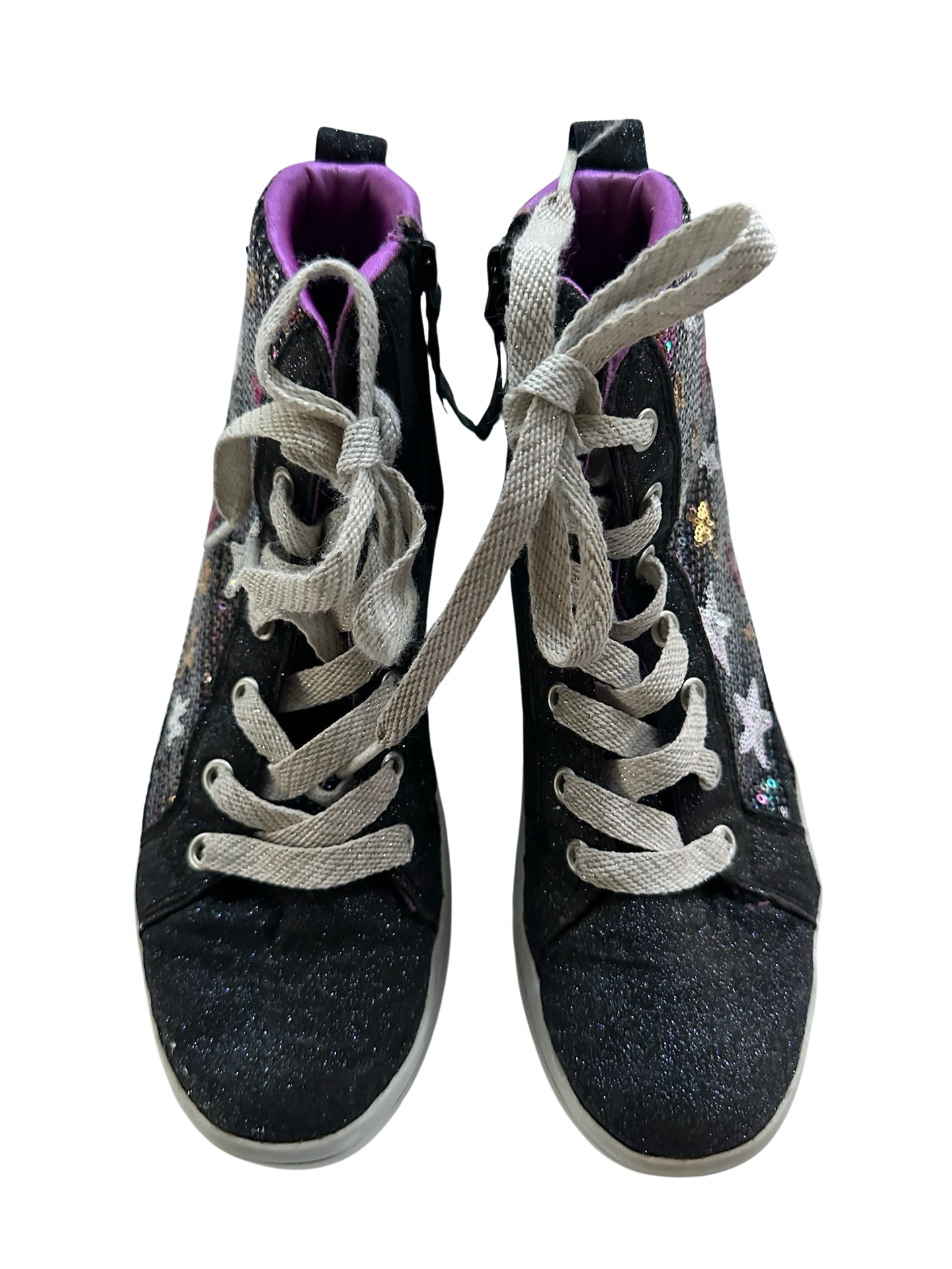 Sketchers Black Glitter Star & Moon Glitz High Top Shoes Big Kids Size 4.5Y