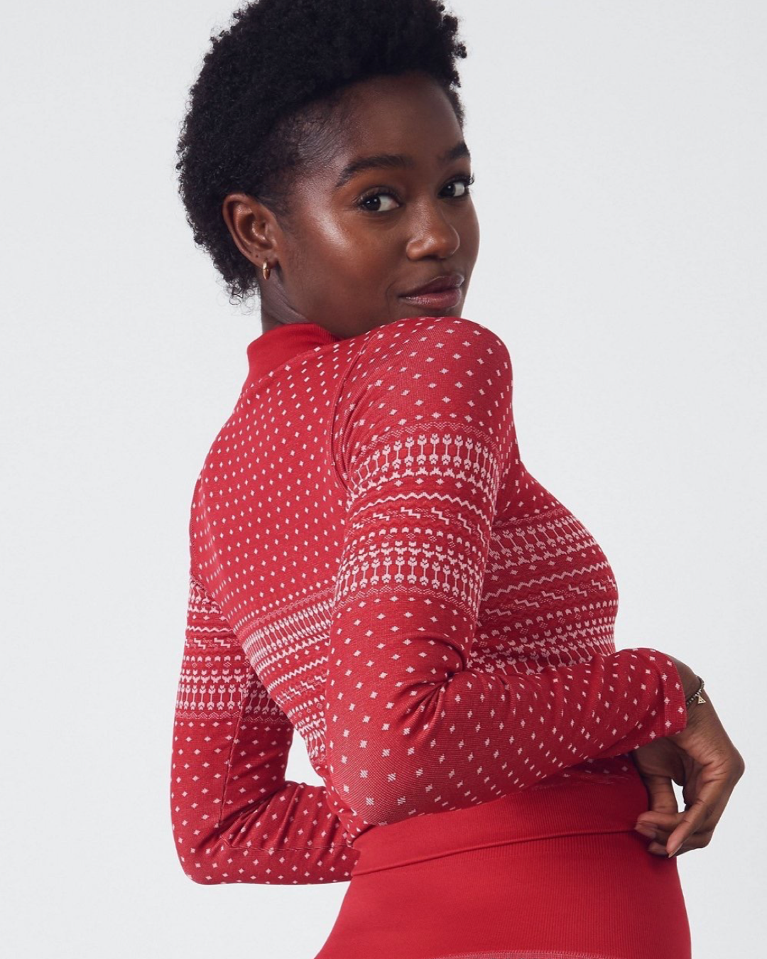 Women’s Size Small Fabletics Cardinal Red Holly Seamless Long Sleeve Shirt Top