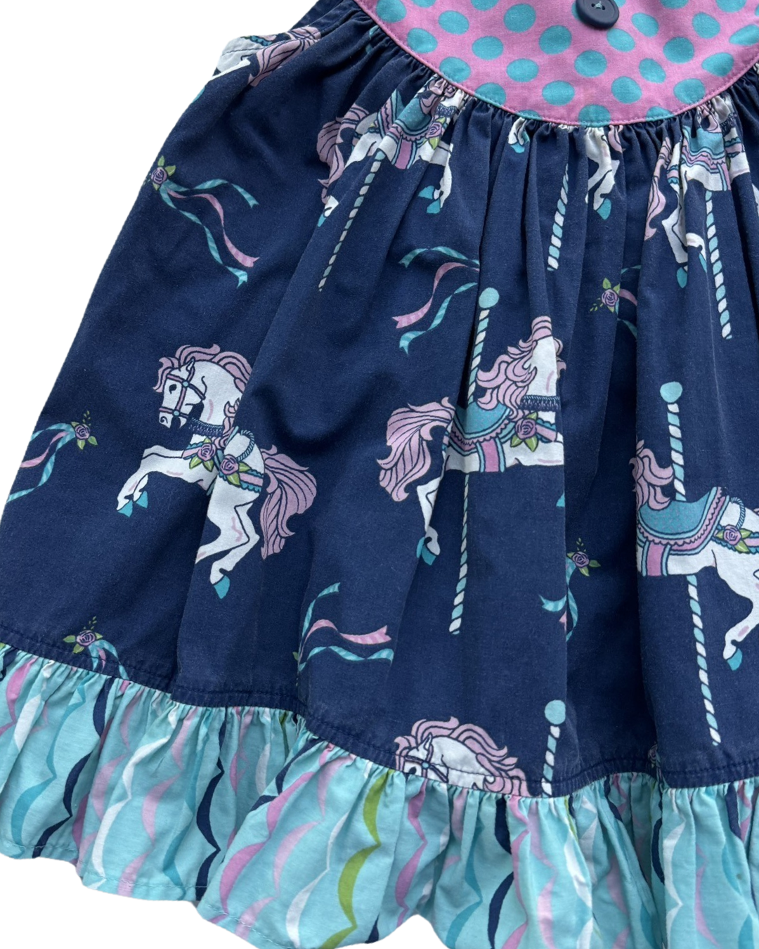2T Toddler Girl Eleanor Rose Gigi Blue Carrousel Horse Dress