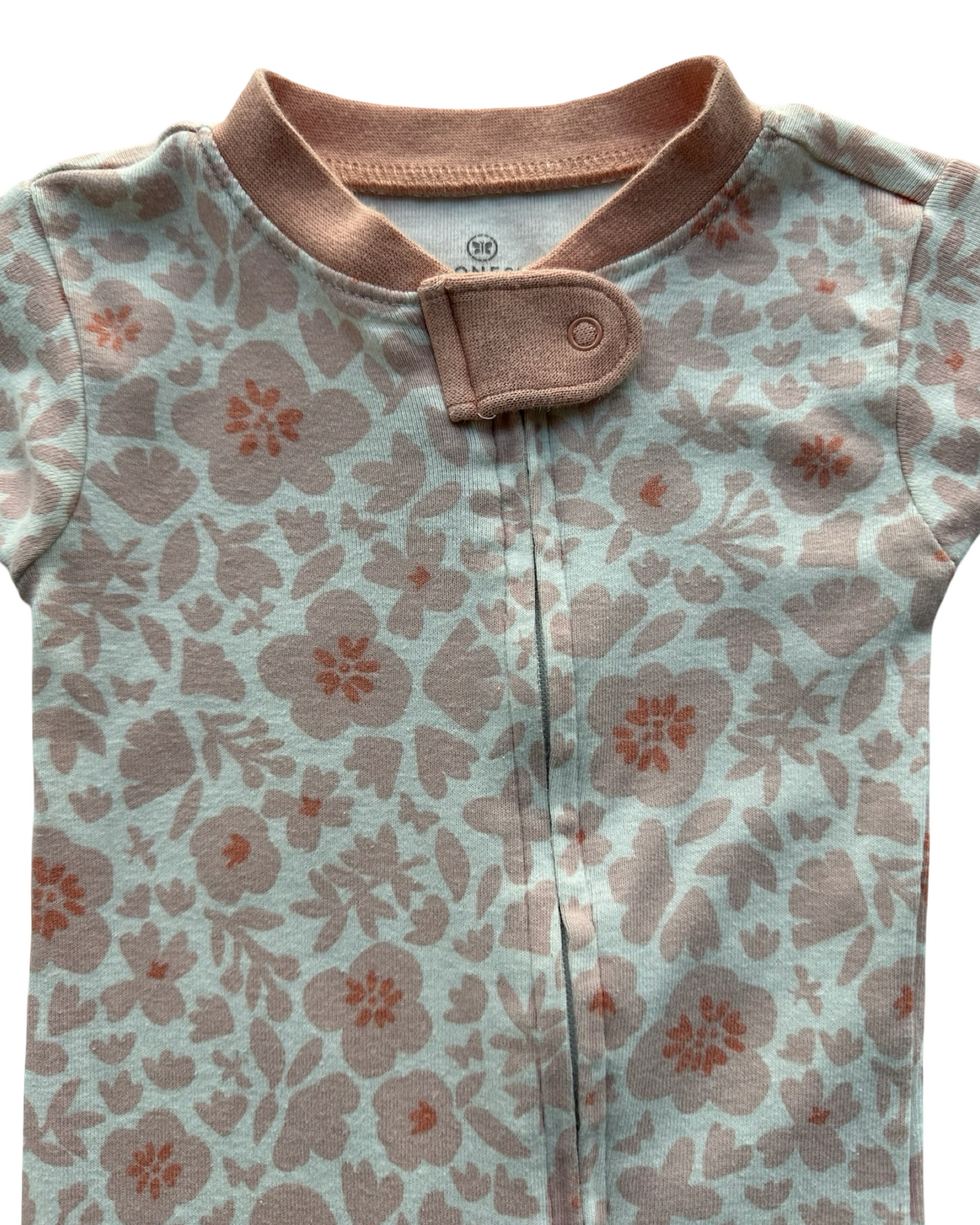 12M Baby Girl Honest Floral Organic Cotton Zip Up Footie Pajama