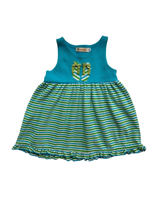 24M Baby Girls Baby Luigi Sandals 🩴🩴 Embroidered Striped Sleeveless Dress