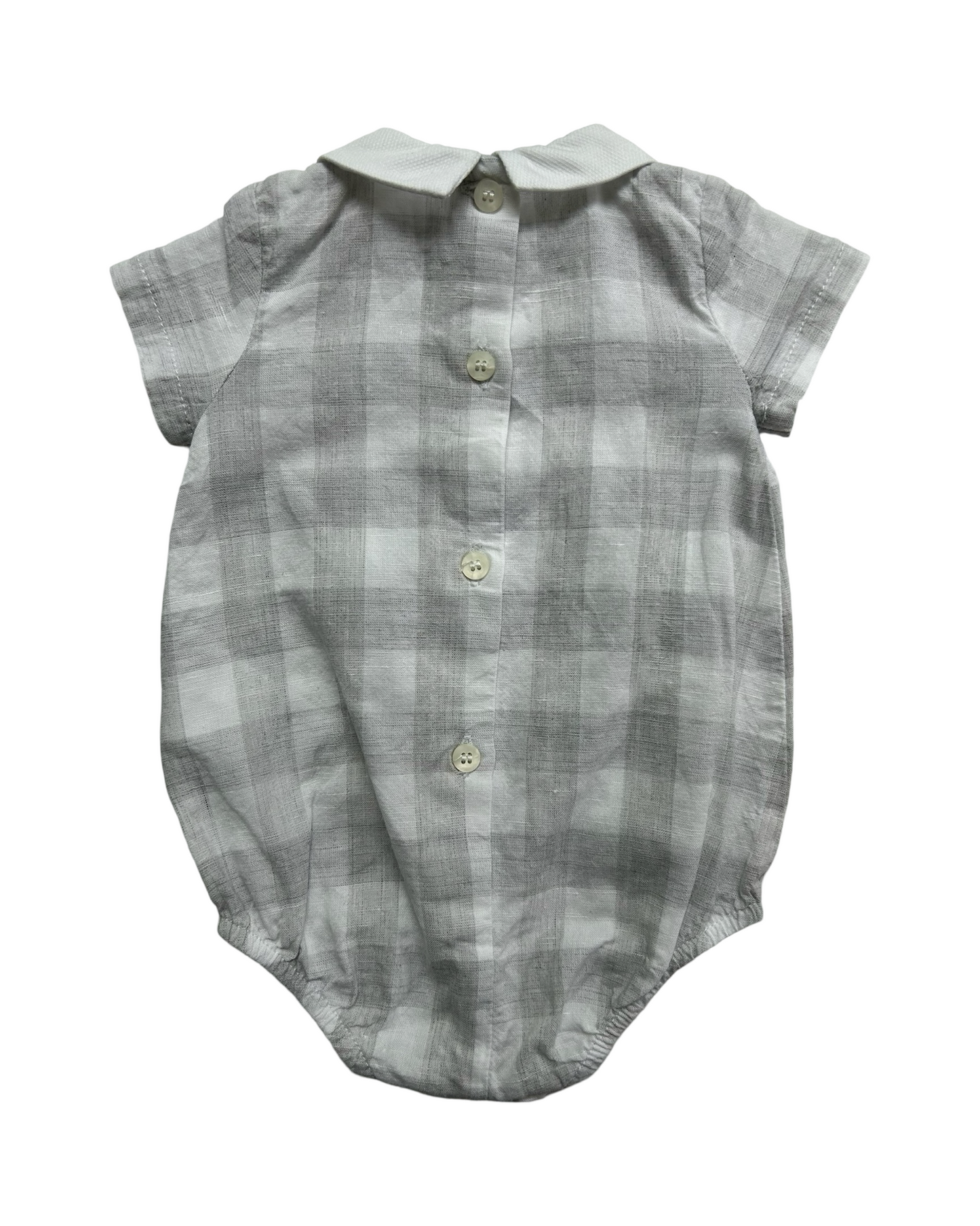 0-3M Baby Boy Gray Gingham Checked Mayoral Bubble Onesie
