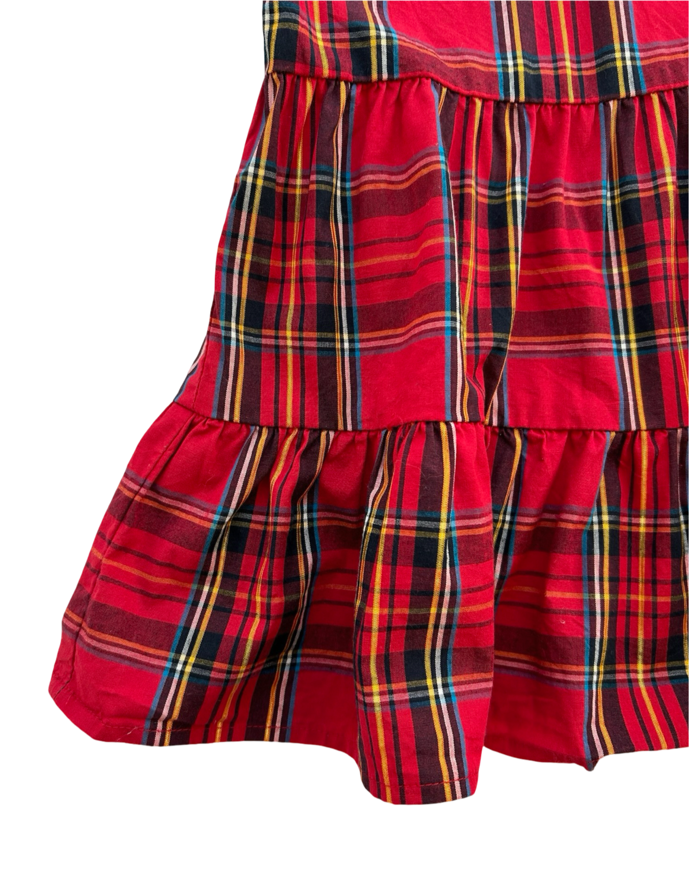 XL 12-13Y Youth Girls Crewcuts By J.Crew Red Plaid Tartan Raffle Cotton Christmas Dress Top.