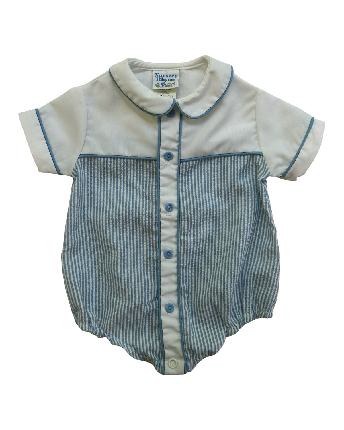 XS Newborn Baby Boy Vintage Nursery Rhyme Striped Bubble Romper Outfit.
