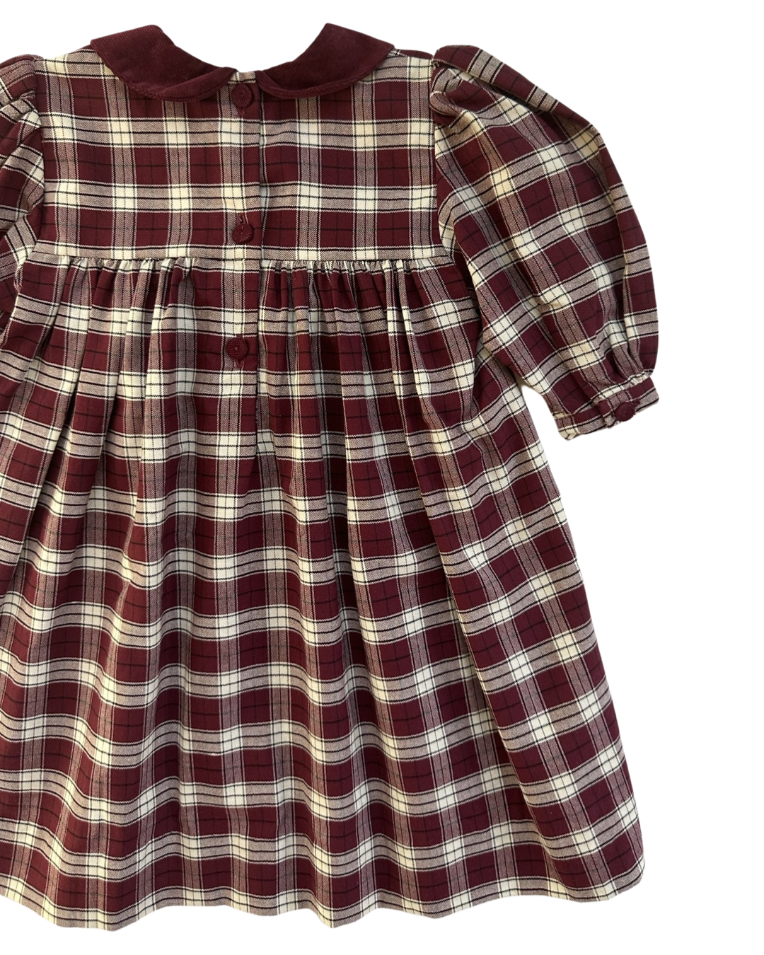 6M Baby Girl Classic Strasburg Maroon Plaid Peter Pan Collar Fall / Winter Dress