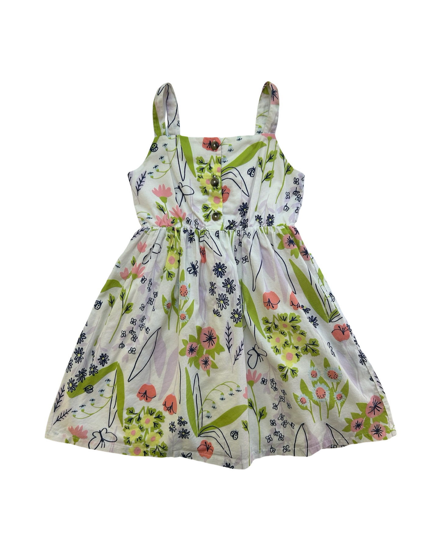 XS 4T-5T Toddler Girls Cat & Jack Button Front Floral Sleeveless.