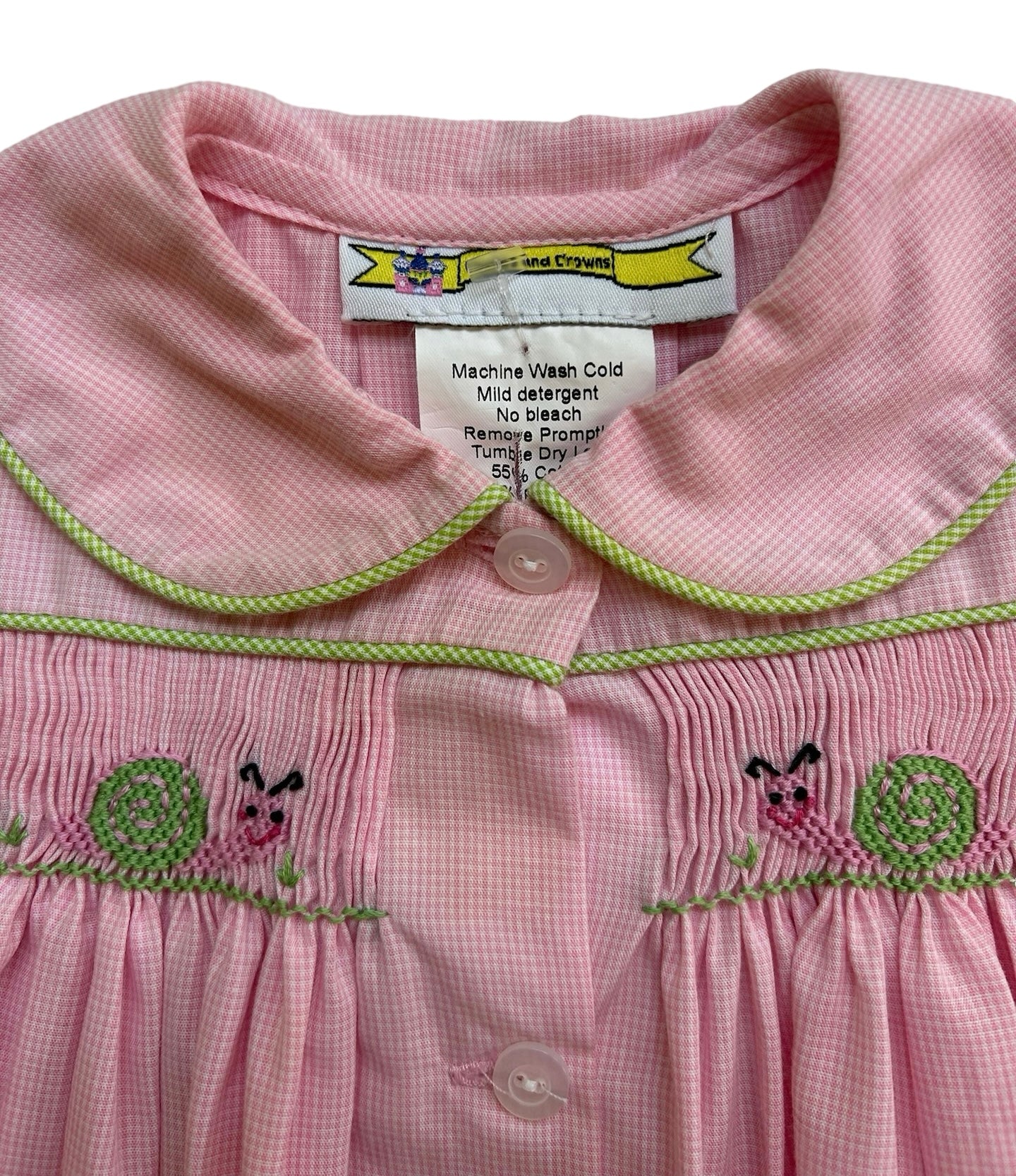 3M Baby Girl’s Castles & Crowns Smocked Snail 🐌 Dress