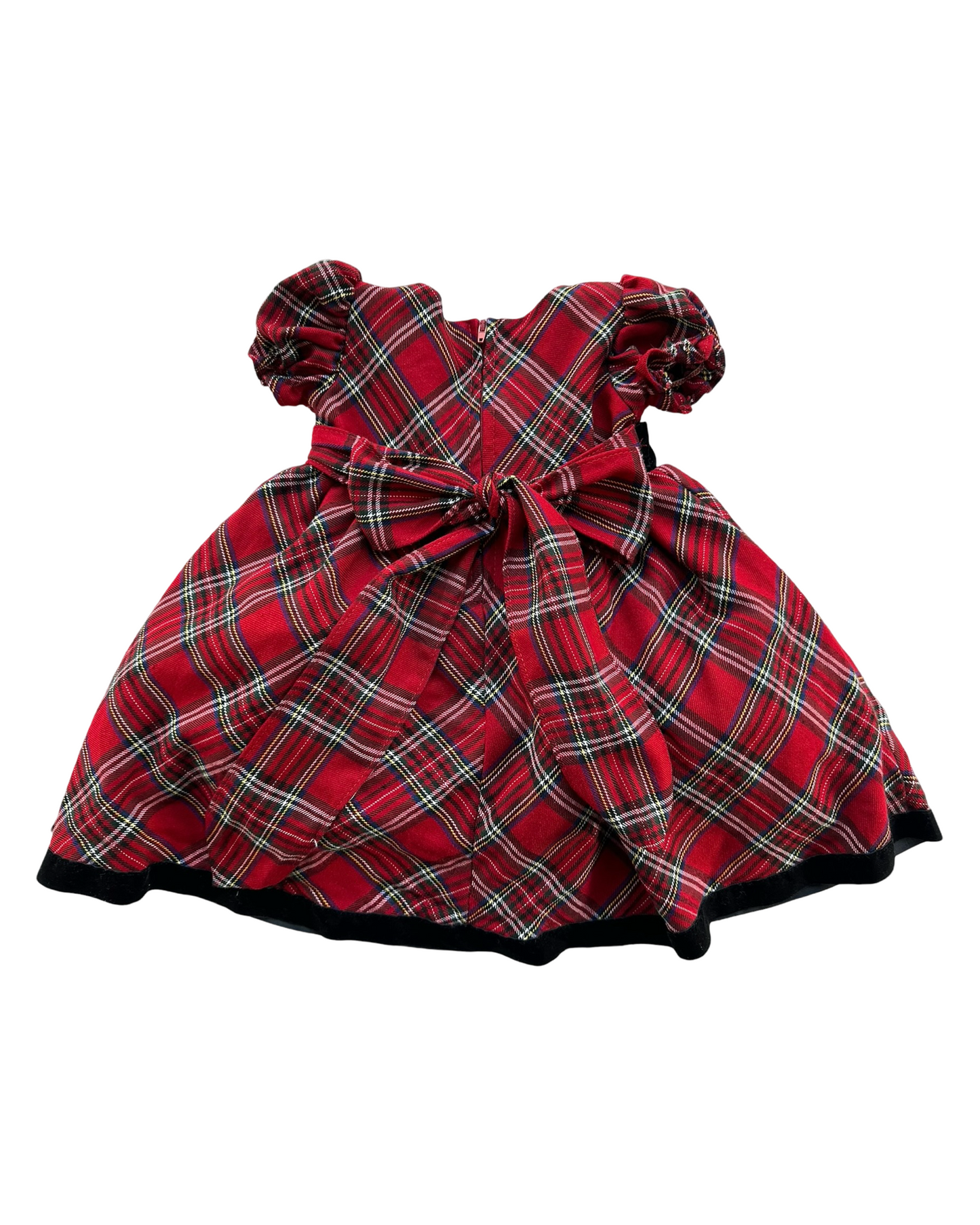 12M-18M Baby Girls Swea Pea & Lilli Checked Baby dress With Velvet Trim
