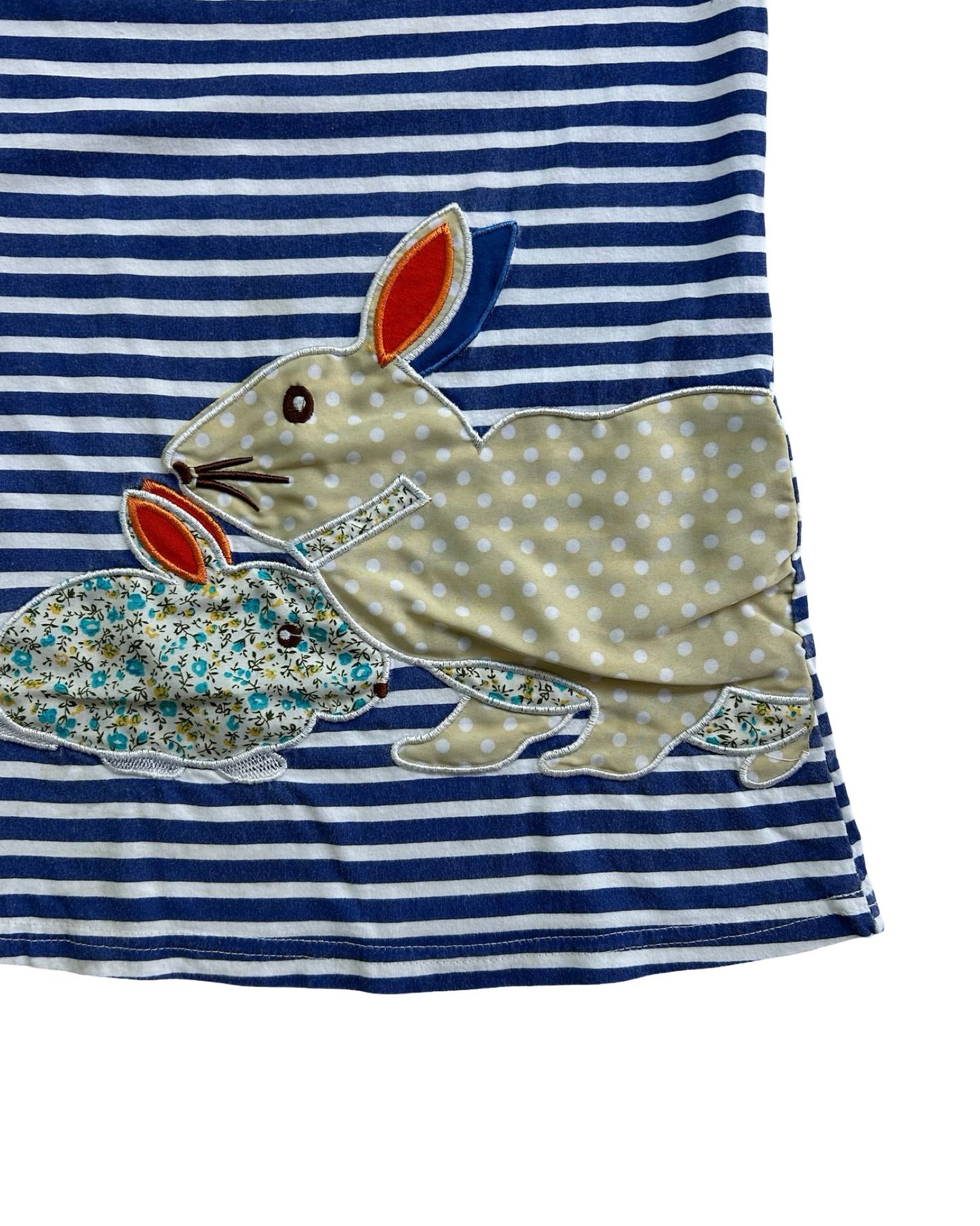 4 Toddlers Girls Fuerjiafushi Striped Easter Bunny Rabbit Short Sleeves Dress.