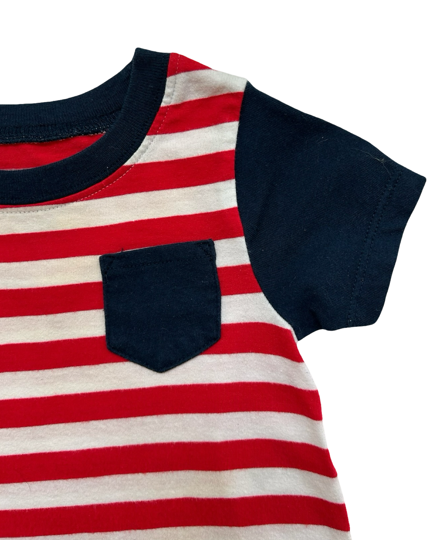 6M-9M Baby Boys Celebrate Patriotic Striped Romper.
