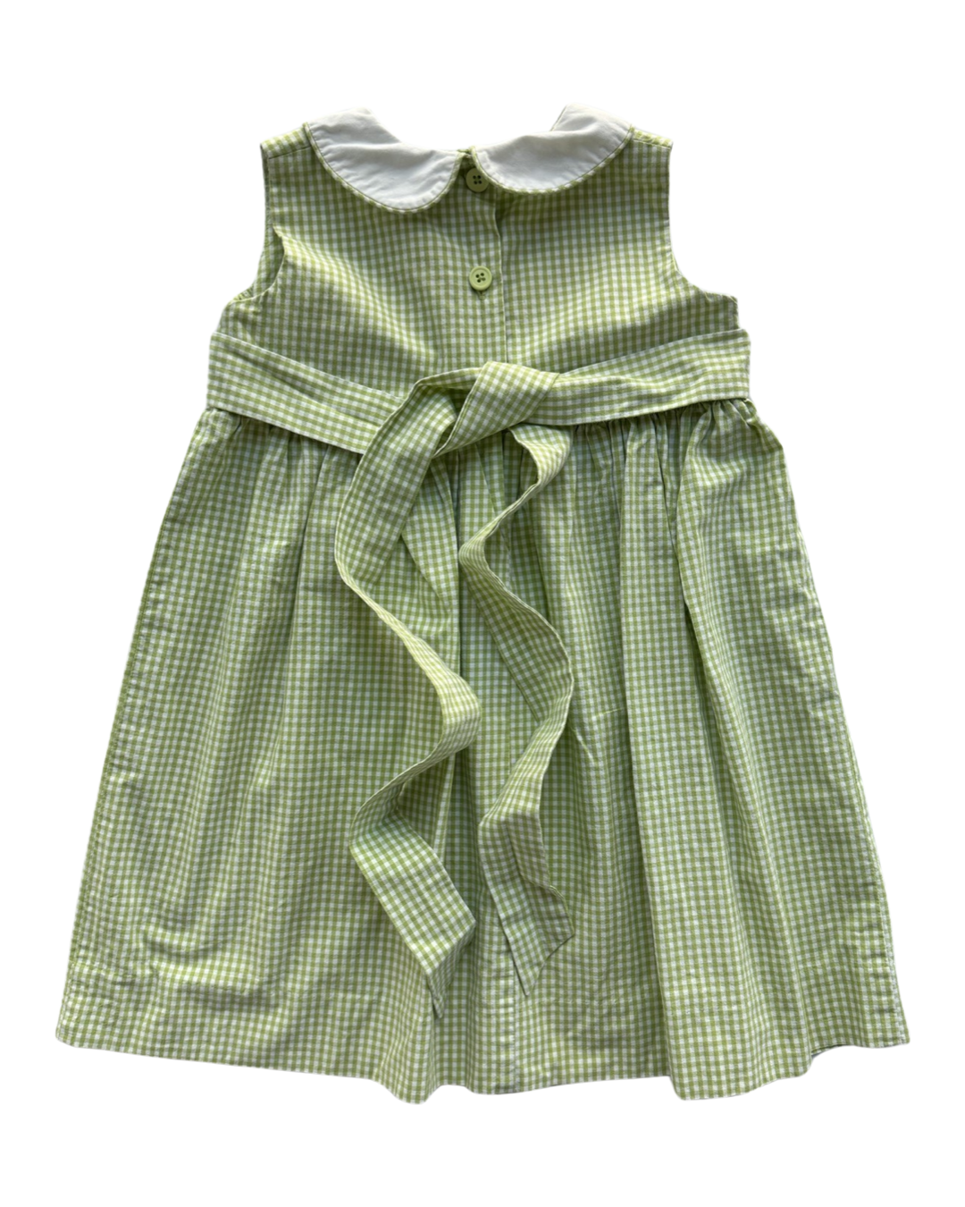 3T Toddler Girl Hartstrings Green Gingham Smocked Flamingo Dress