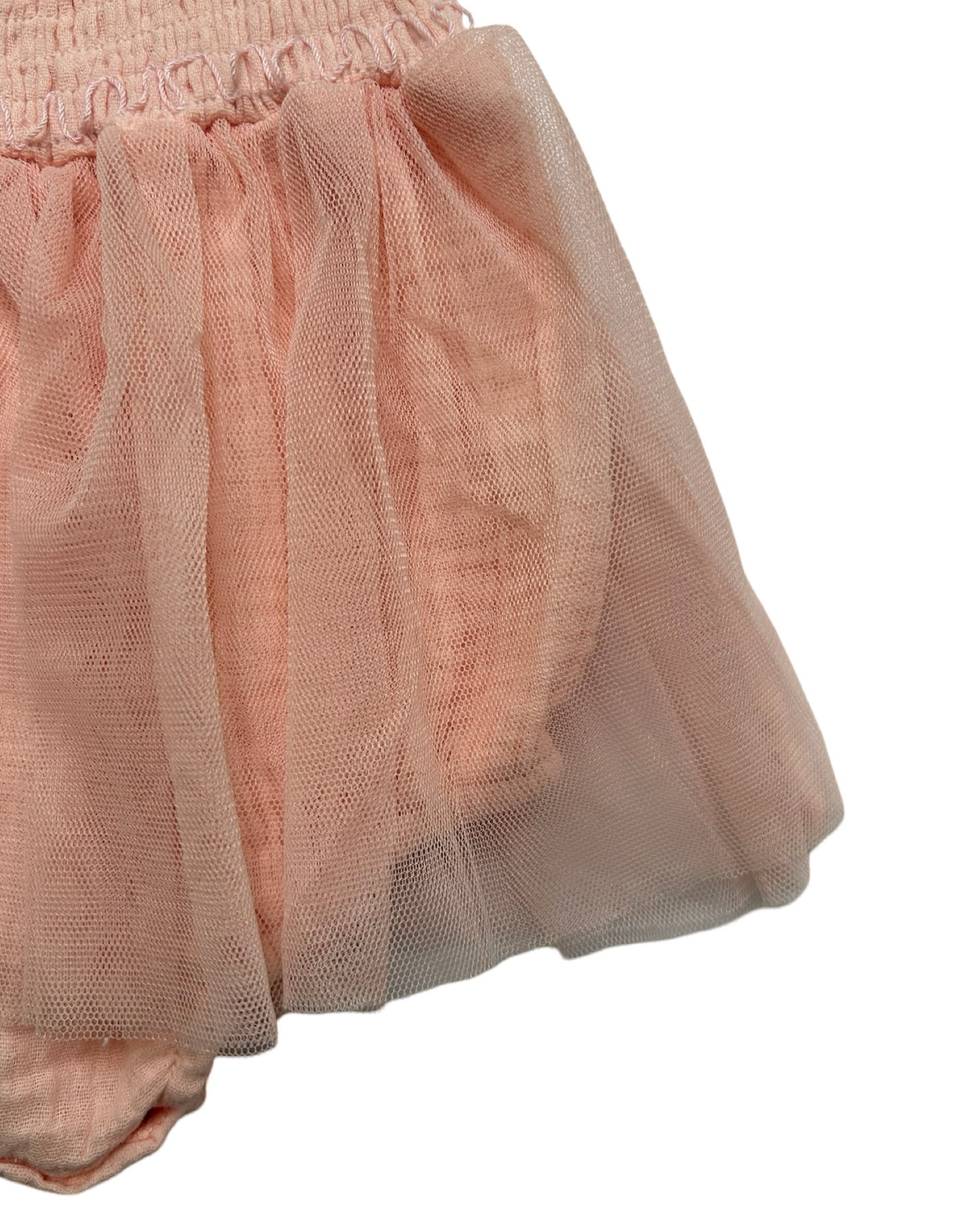 6M Baby Girls Smocked Tutu Tulle Onesie Bodysuit Bubble Dusty Rose Pink Sleeveless .