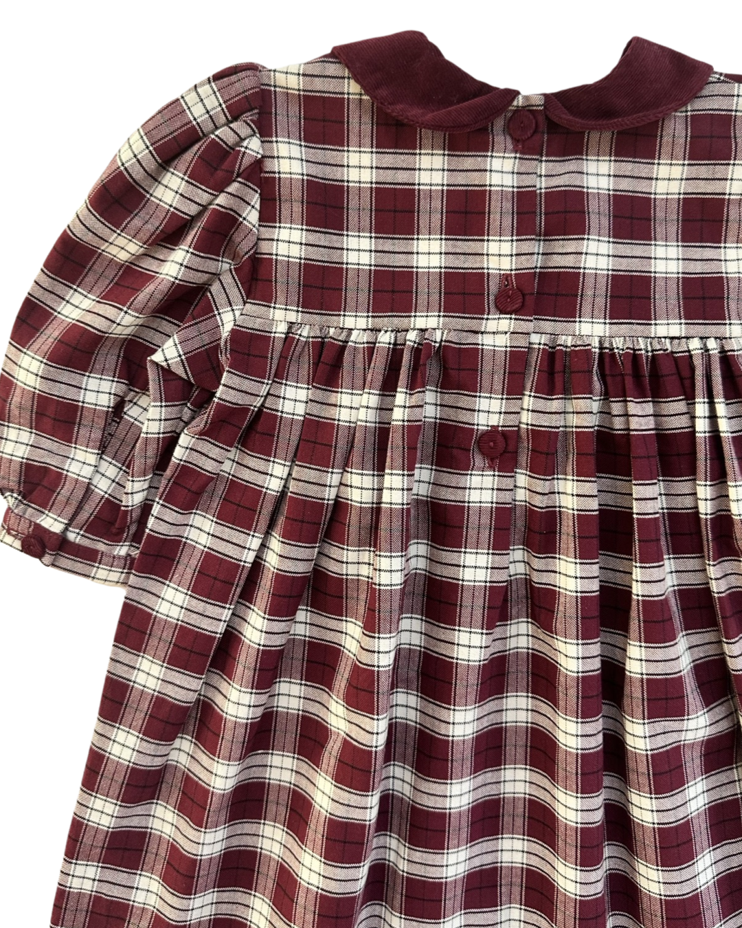 6M Baby Girl Classic Strasburg Maroon Plaid Peter Pan Collar Fall / Winter Dress