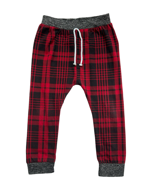 5T Toddler Boys Red Buffalo Plaid Print  Jogger
