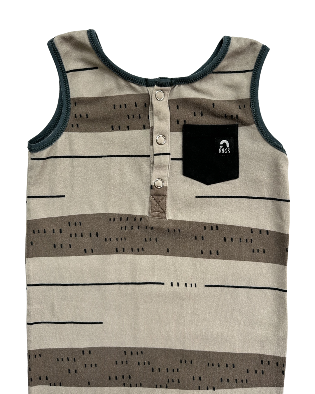 18-24M Baby Boy RAGS to Raches Brown Watermelon Tank Shortie Romper