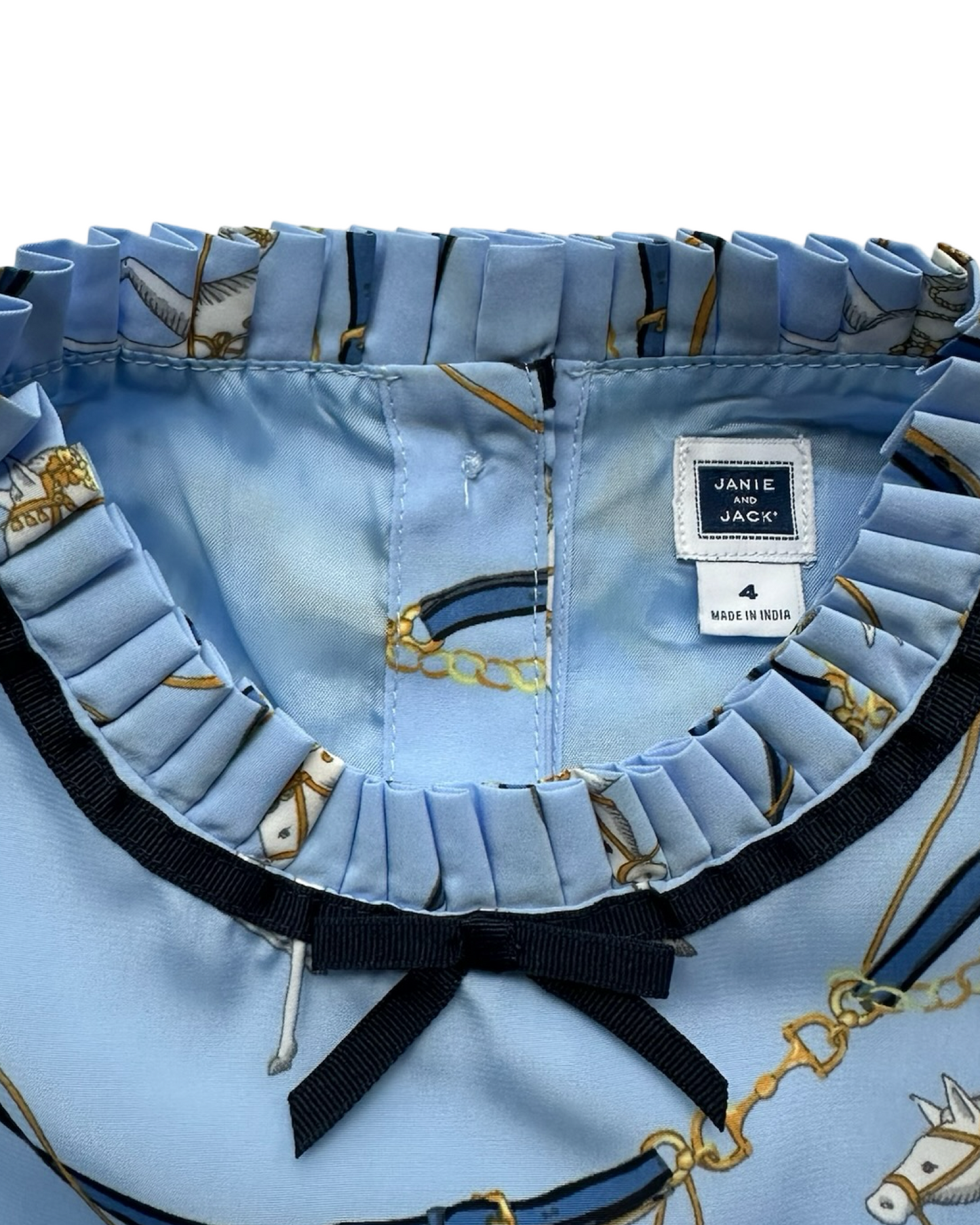 4T Toddler Girl Janie & Jack Blue Equestrian Horse Dress