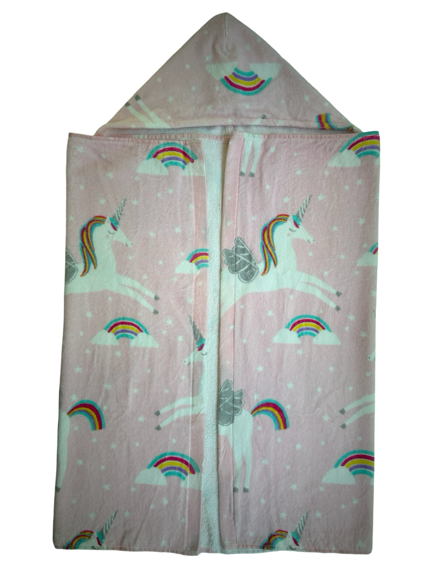 C&C California Kids Bath Beach Towel  Hooded Unicorn 🦄 Rainbow 🌈 Pink 23” x 34” / NWT.