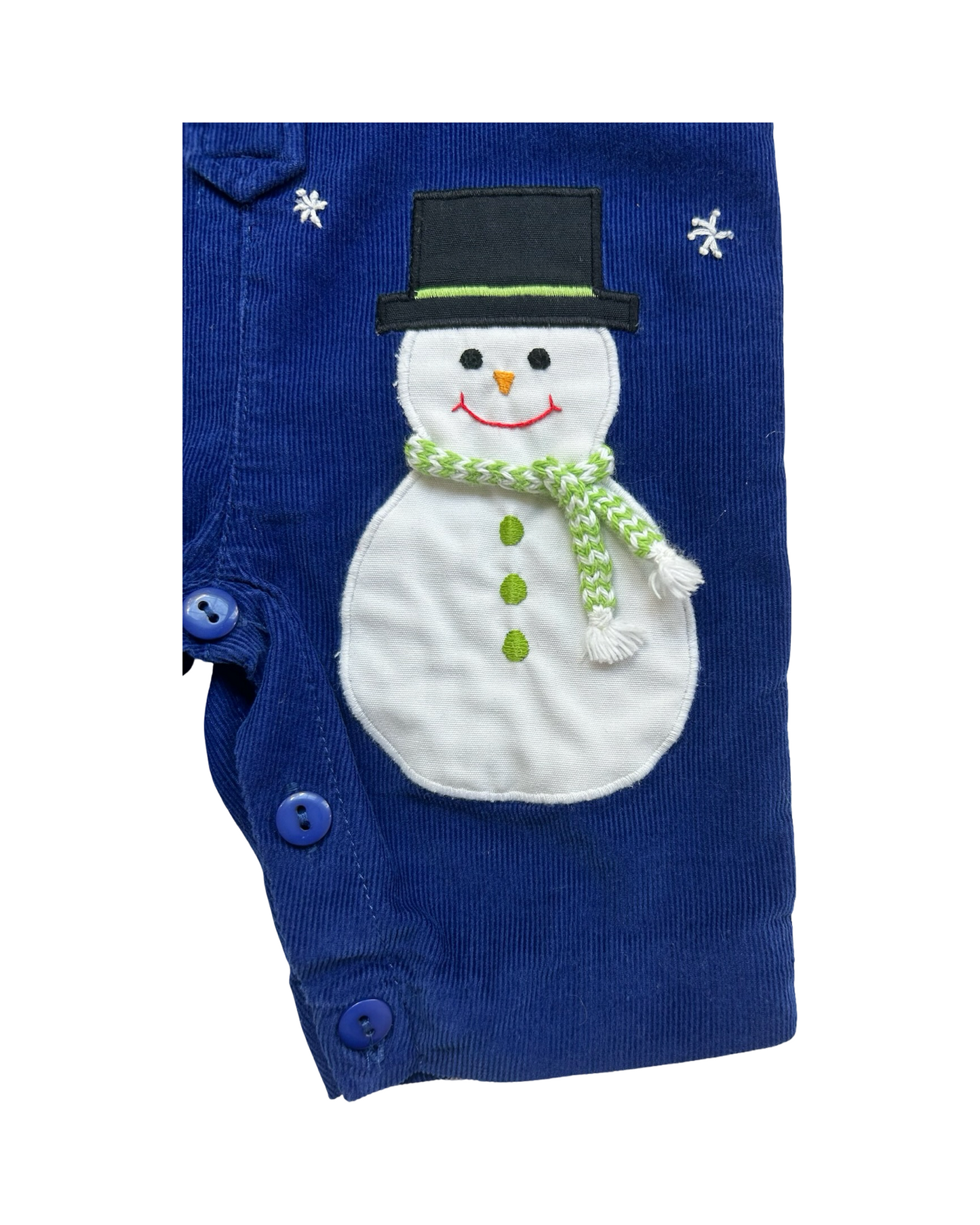 3M Baby Boy Monday’s Child Appliqué Snowman ⛄️ Holiday Corduroy Longall Romper.