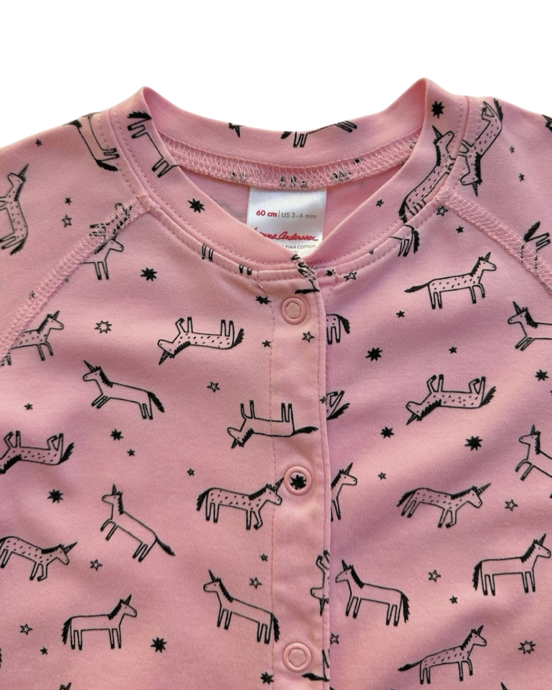 3-6M Baby Girl Hanna Andersson Pink Organic Pima Cotton Unicorn Sleeper