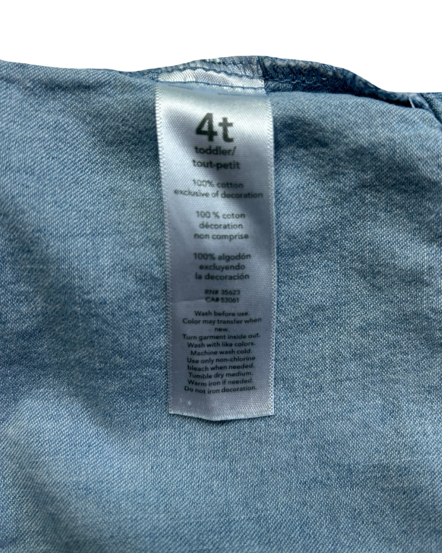 4T Toddlers Girls Carter’s Blue Denim Romper.