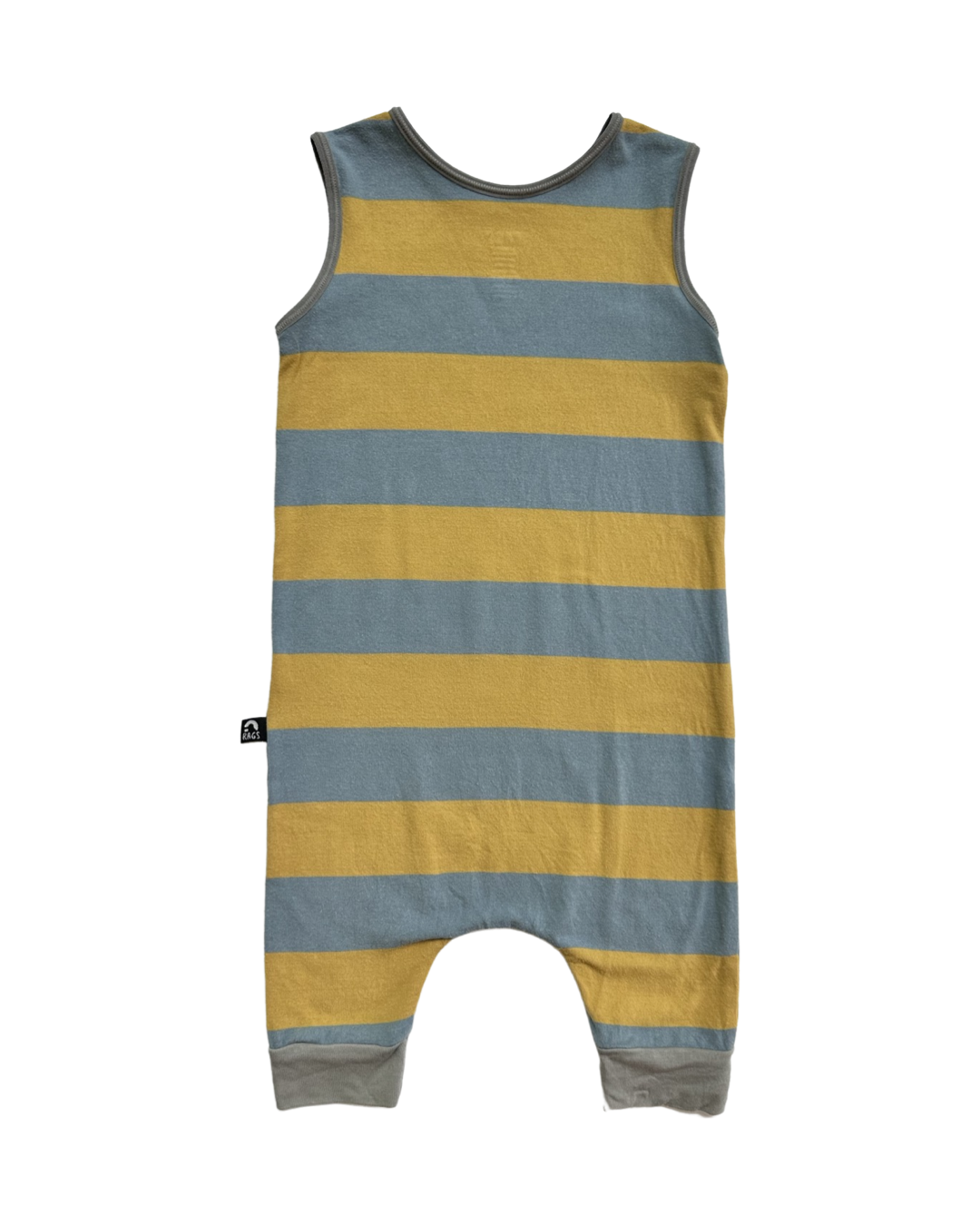 18-24M Baby Boy RAGS to Raches Blue / Mustard Yellow Striped Duh Tank Romper