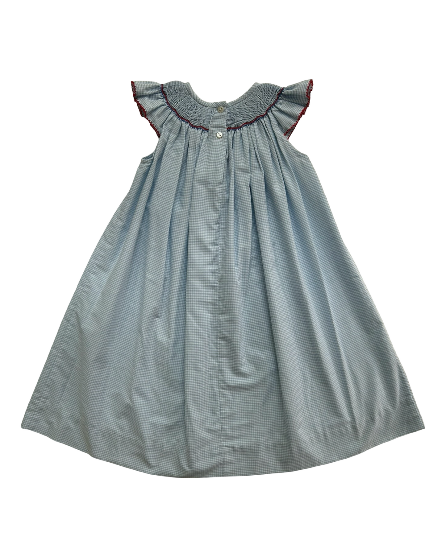 3T Toddlers Girls Southern Sunshine Patriotic Light Blue Gingham Flags 🇺🇸🇺🇸🇺🇸 Smocked And Ruffled Sleeves Dress